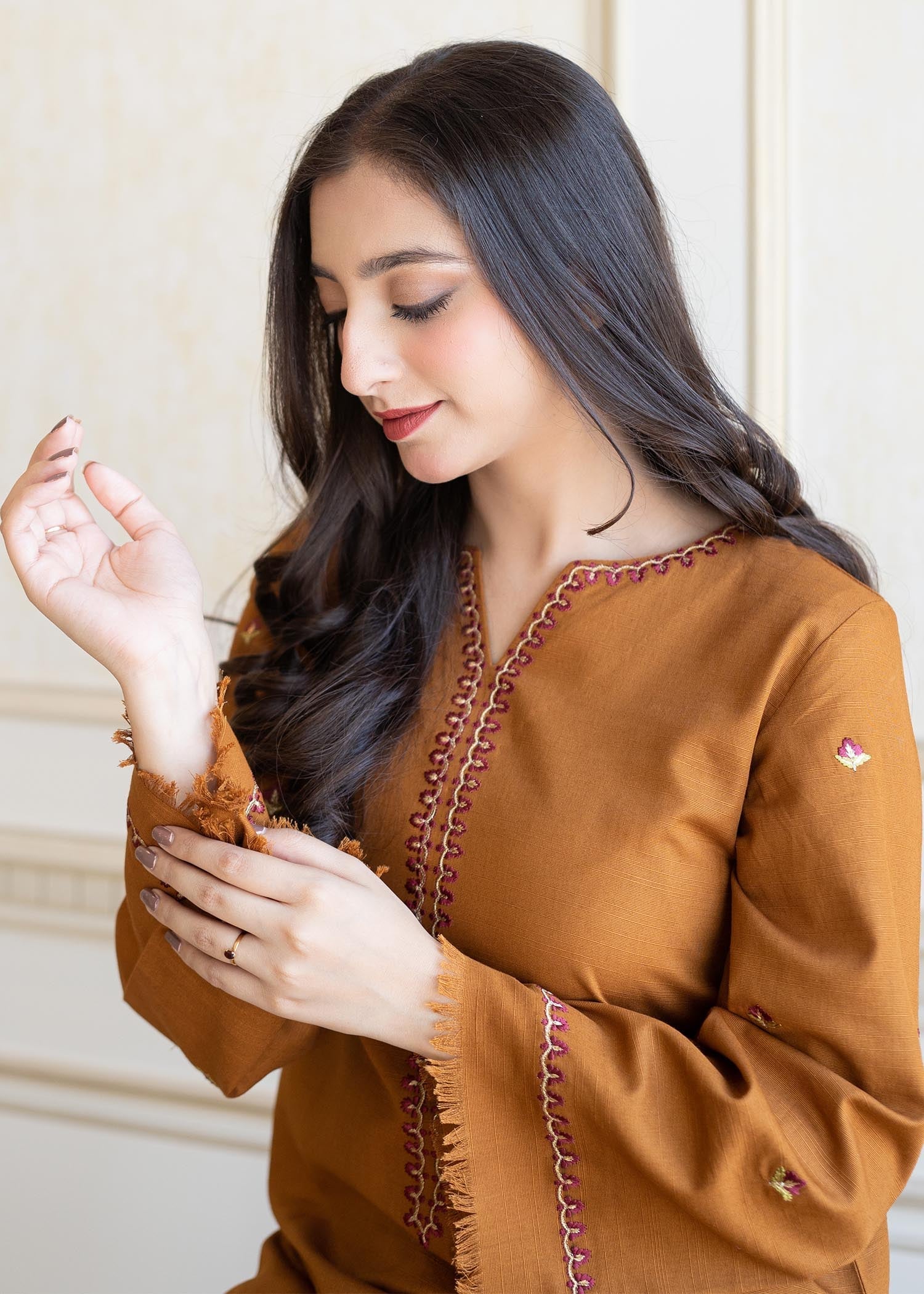 Aisling By Nirmal Golden Brown Women 2pcs