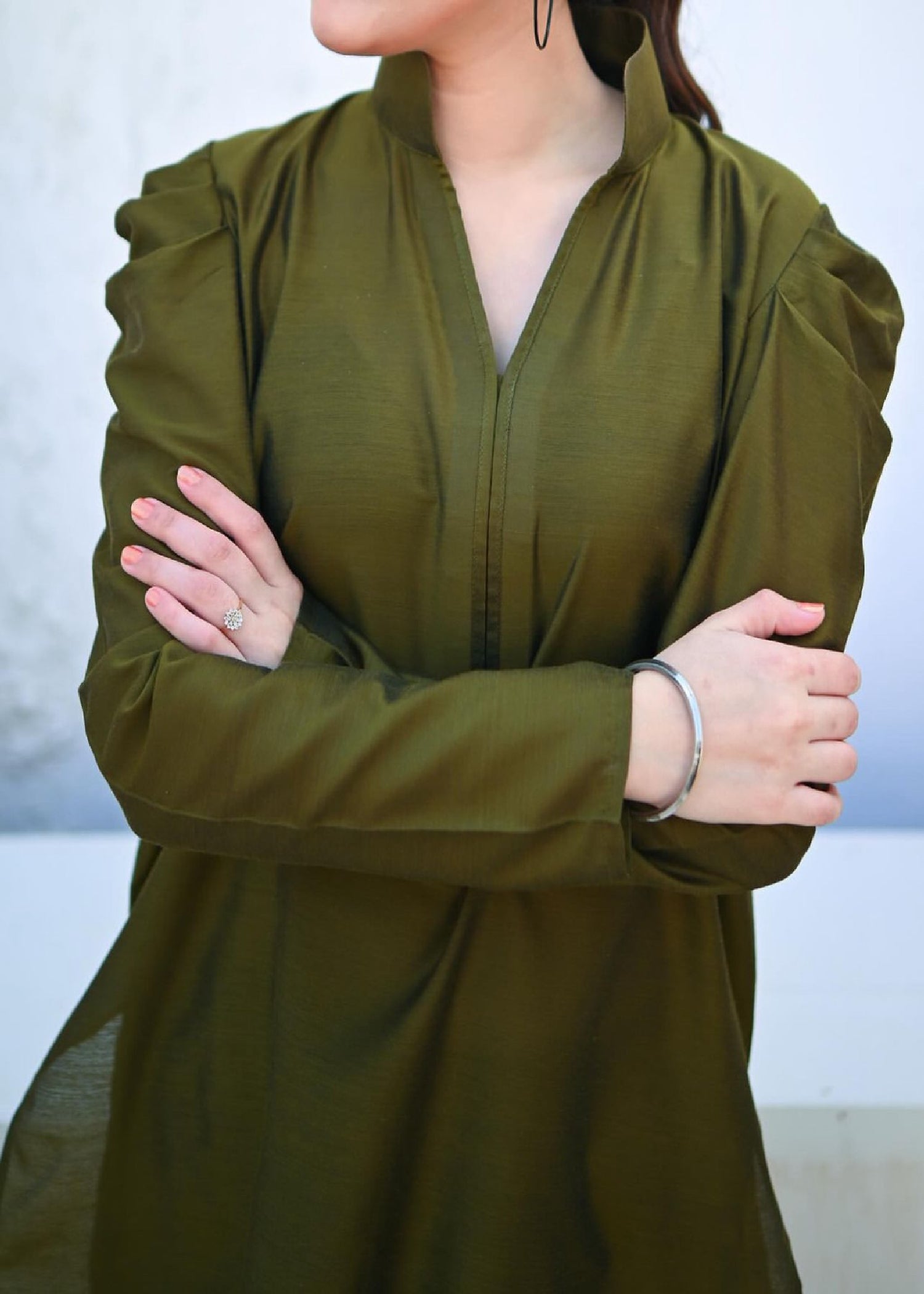 Zauk Moss Green Two Piece Dress Women 2pcs