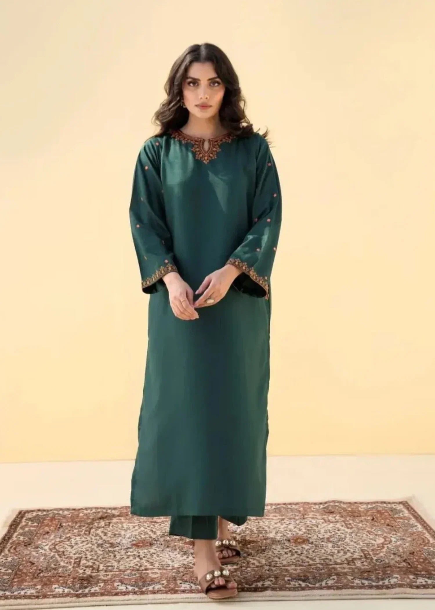 Sajfi Closet Apple Zinnia Embroidered Stitched Suit for Women | Luxurious Fabric Women 2pcs