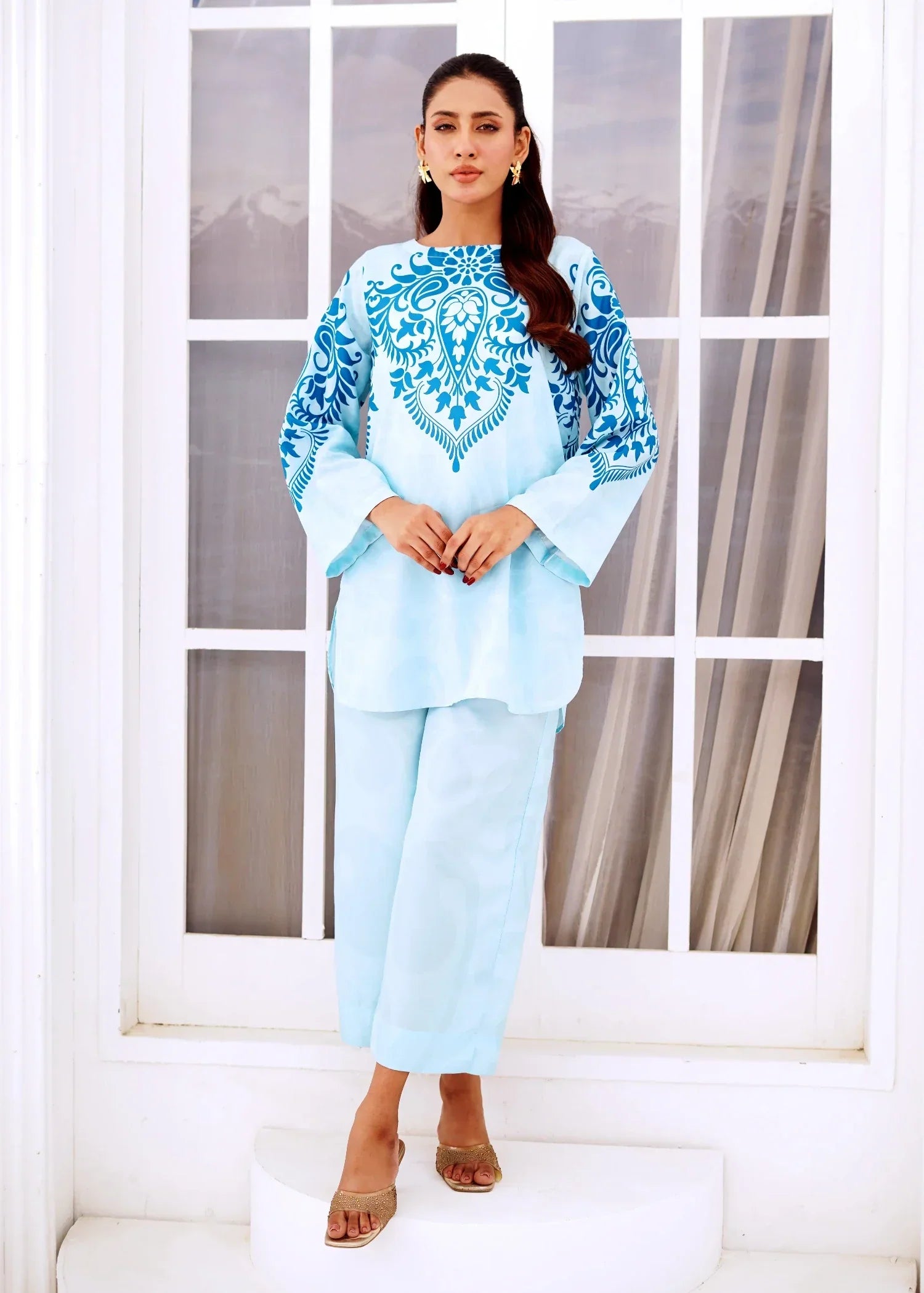 Nairah Aqua Blue Women 2pcs