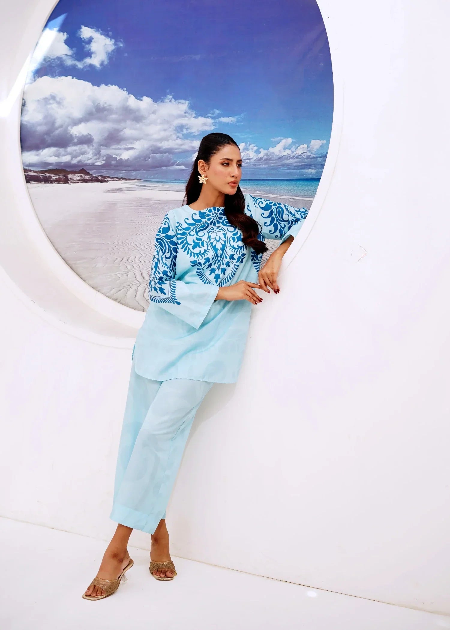 Nairah Aqua Blue Women 2pcs