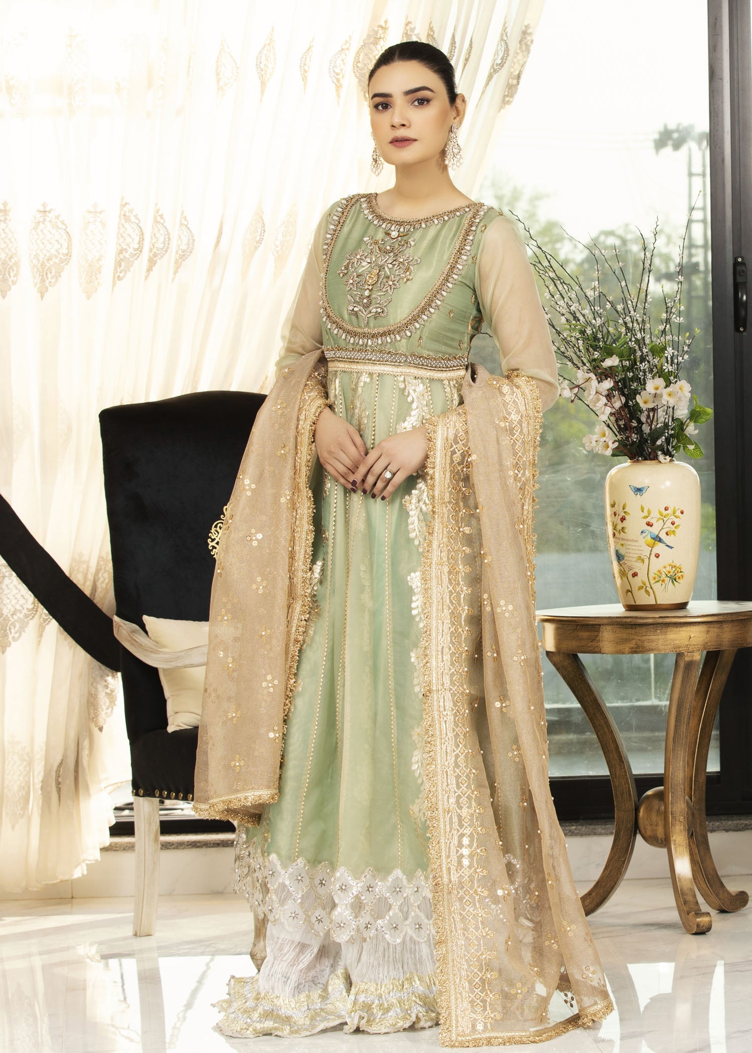 Khuda Baksh Creations Z 294 Sea Green Women 3pcs