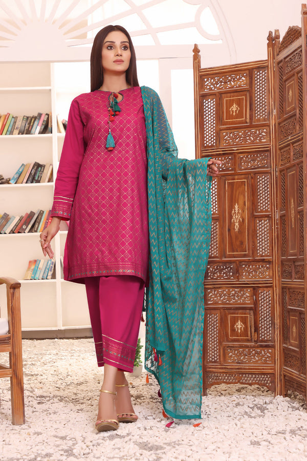 Kumash Textiles Shocking Pink Stitched women Women 3pcs