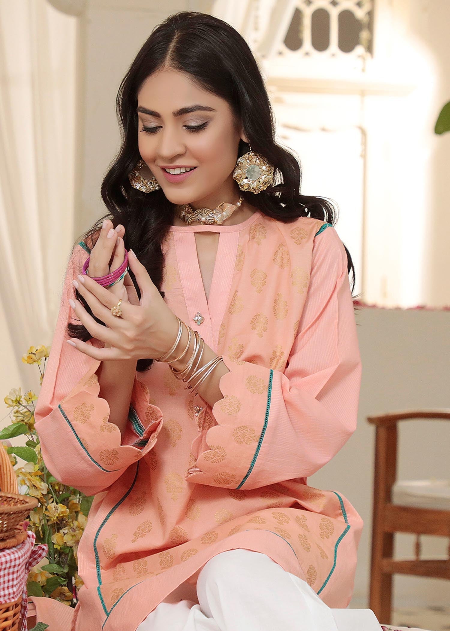 Kumash Textiles Peach Kurti Women 1pcs