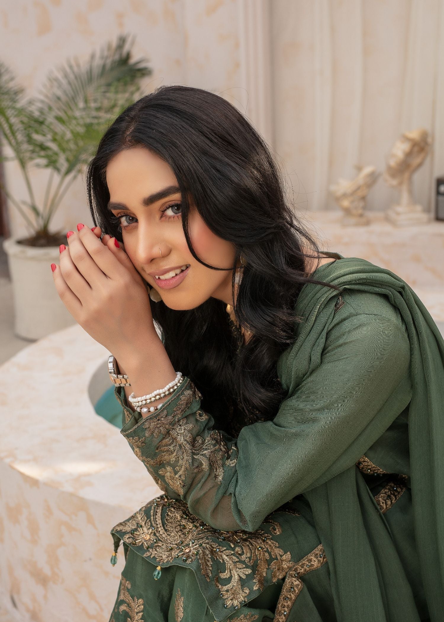 Pehnawa By Bin Akram’s TAIL TRESSURE GRN CHIFFON Women 3pcs