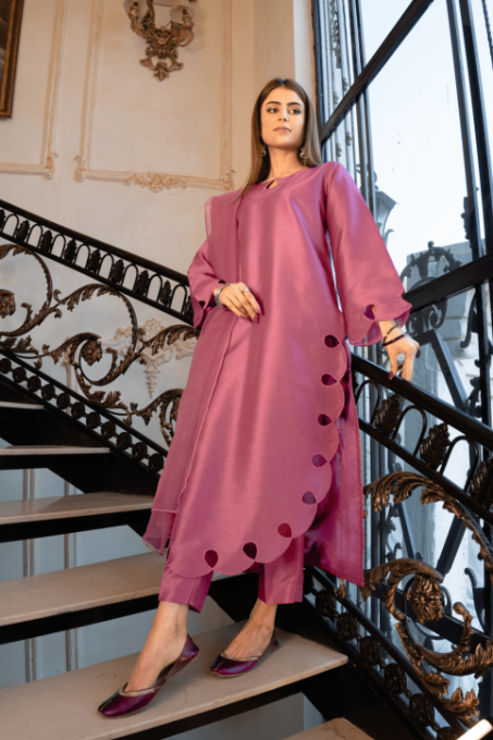 Naaz Couture Hot Pink Raw Silk Suit Women 3pcs