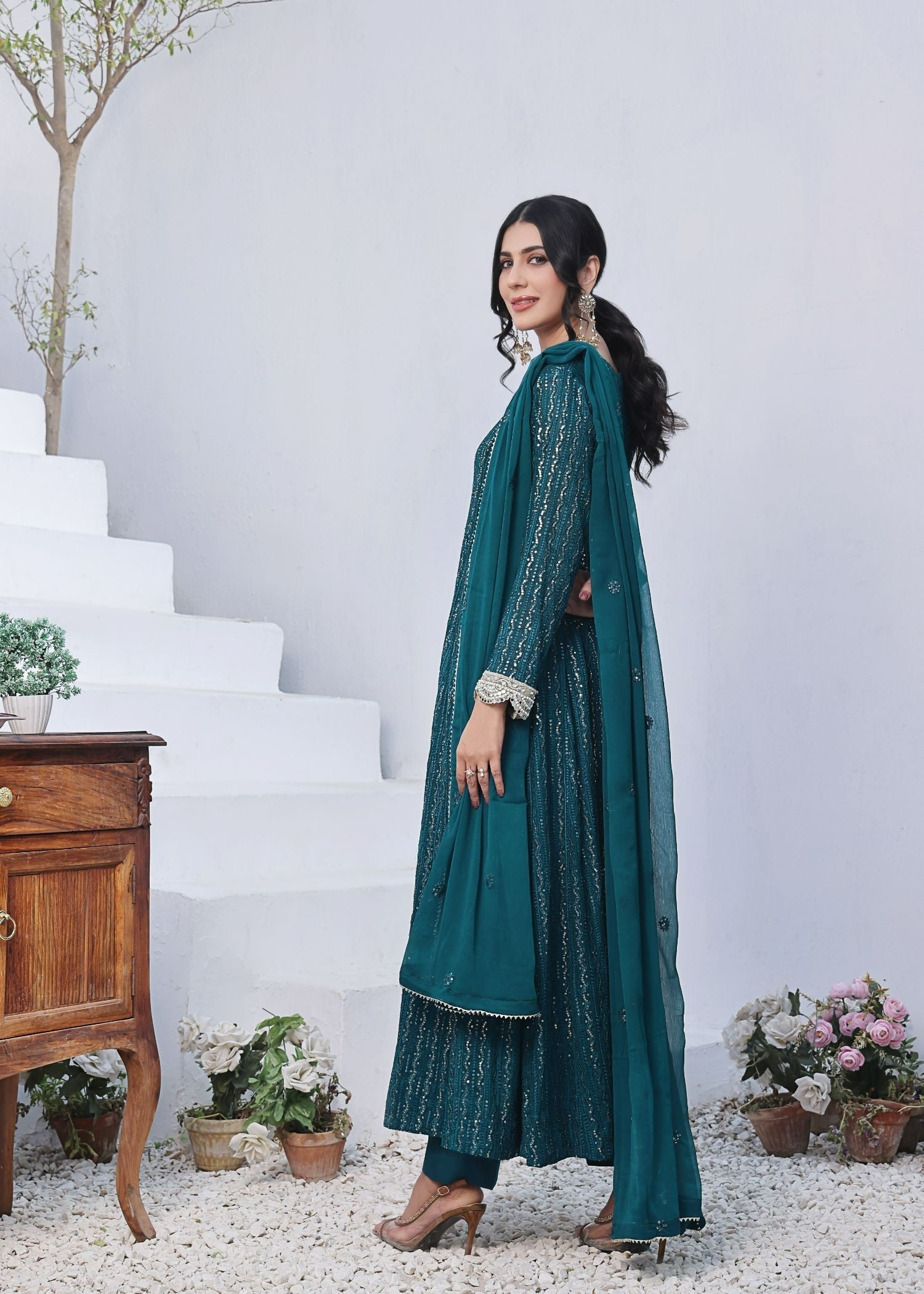 Ayesha Closet Anooshay Gul Midnight Teal Women 3pcs