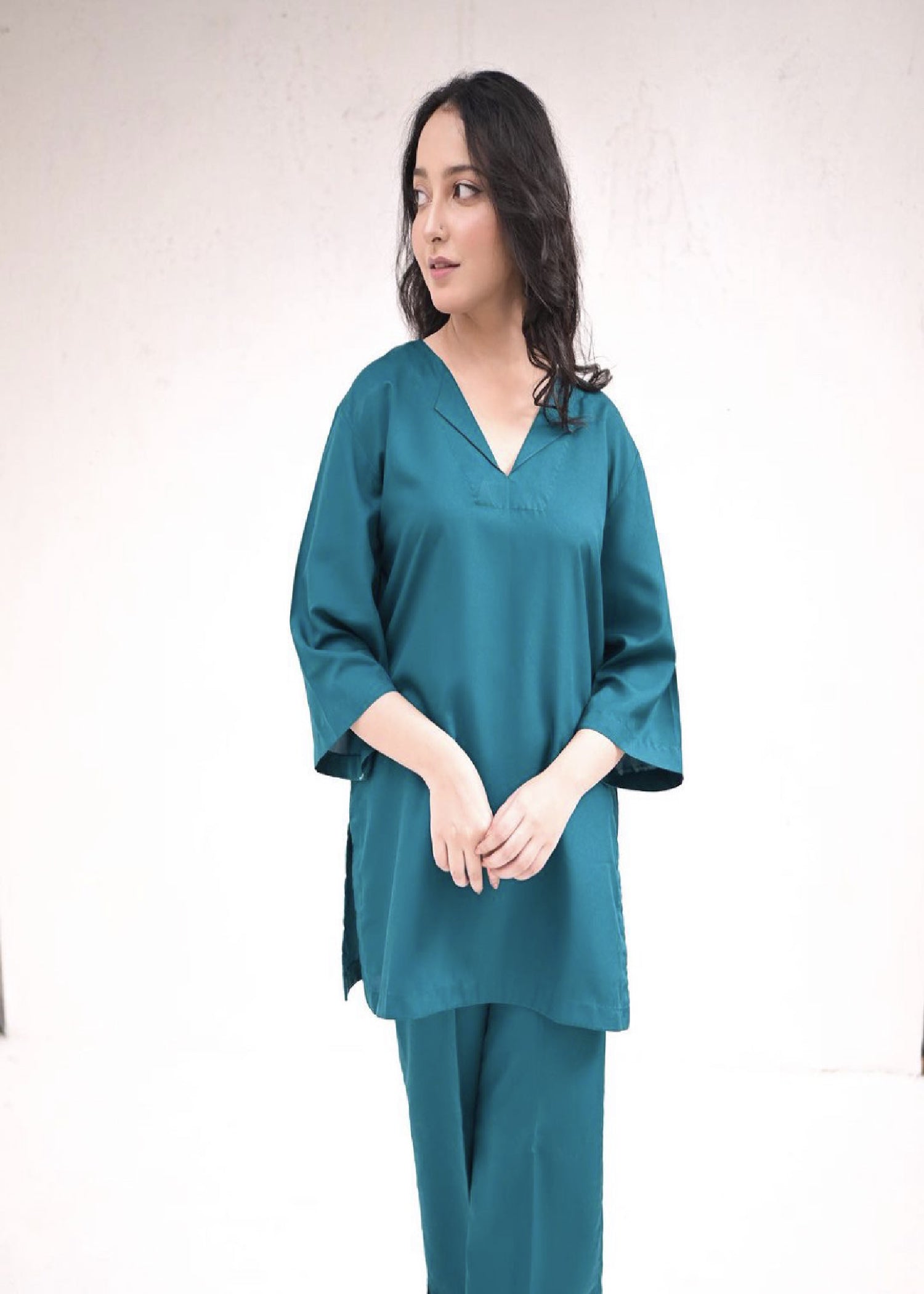 Zauk Teal Green Two Piece Dress Women 2pcs