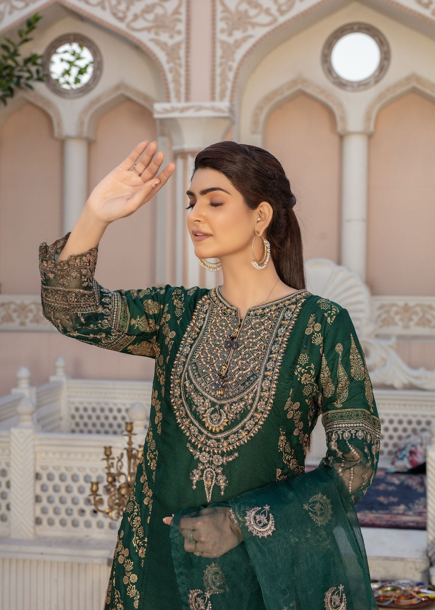 Pehnawa By Bin Akram’s ETHERAL CHARM GRN CHIFFON Women 3pcs