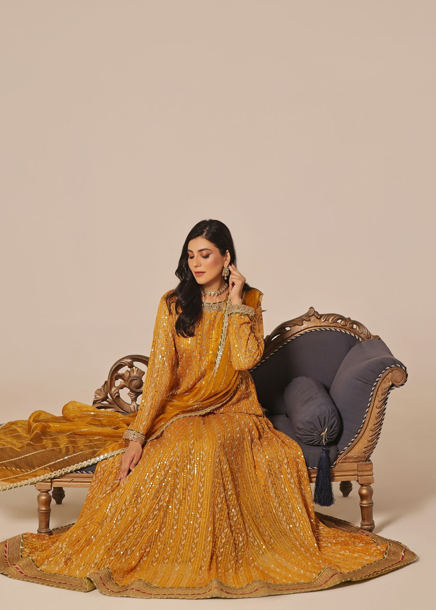 Ayesha Closet Shadmani Mustard Elegance Women 3pcs