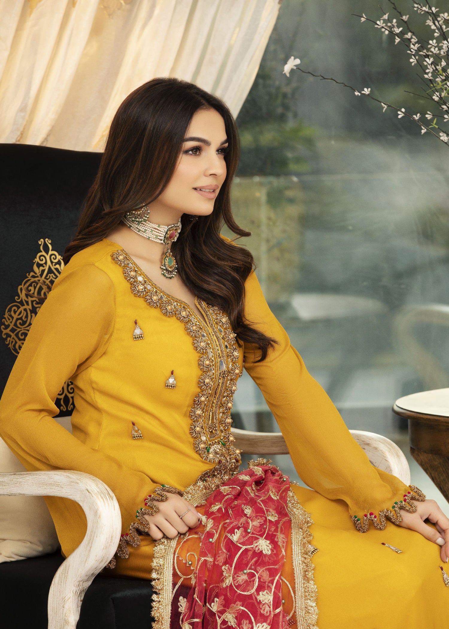 Khuda Baksh Creations Z 296 Mustard Women 4pcs