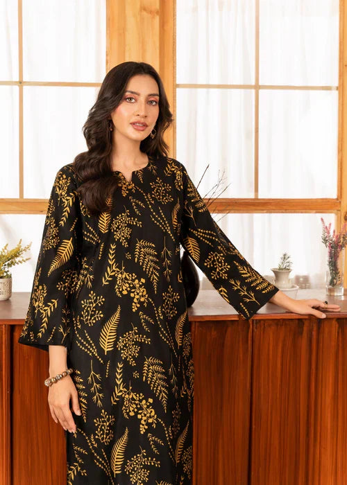 Gulposh Floral Leaf (Stitched ) Black Women 2pcs