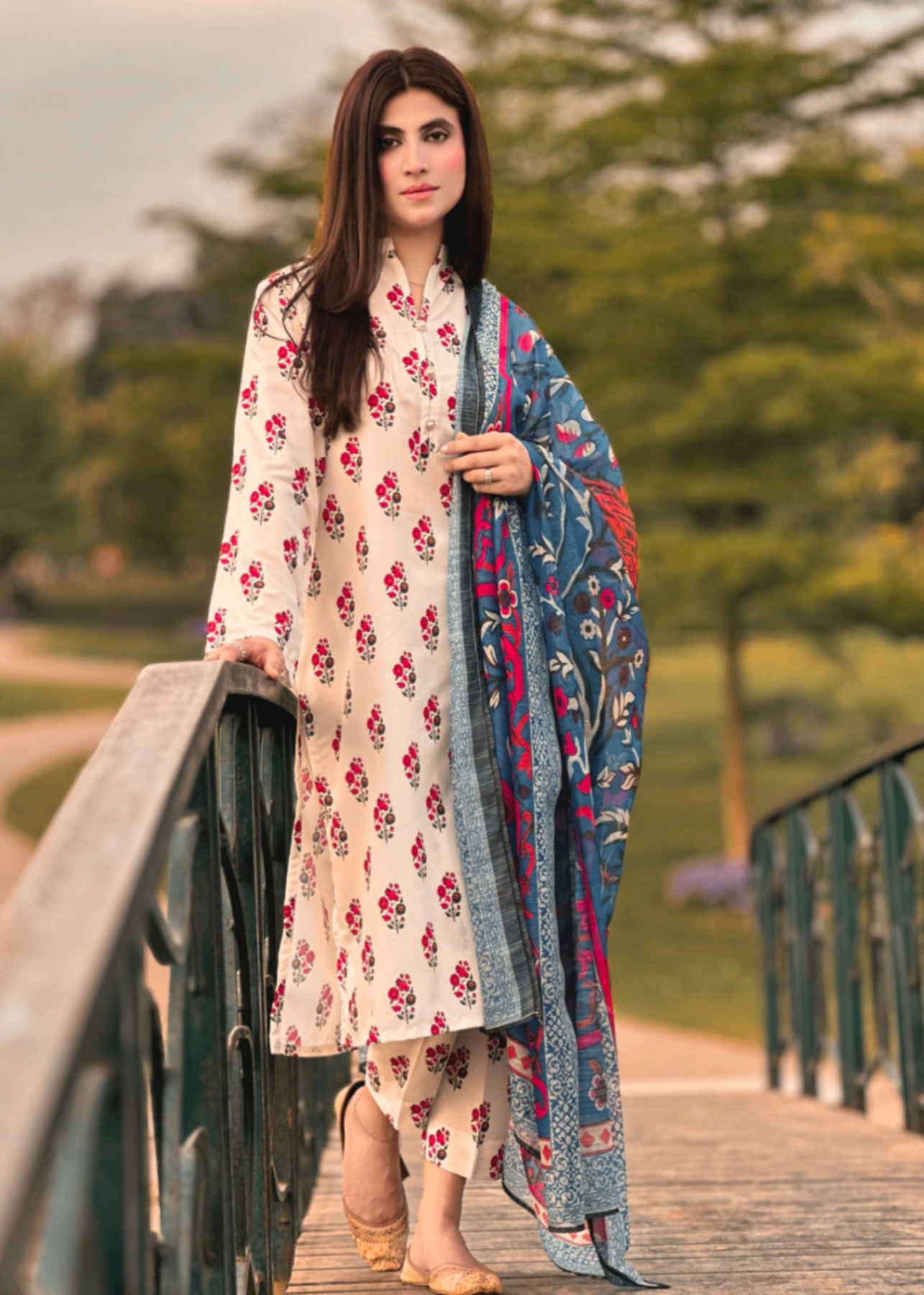 By-East Lawn Suit Printed (WHT) Women 3pcs