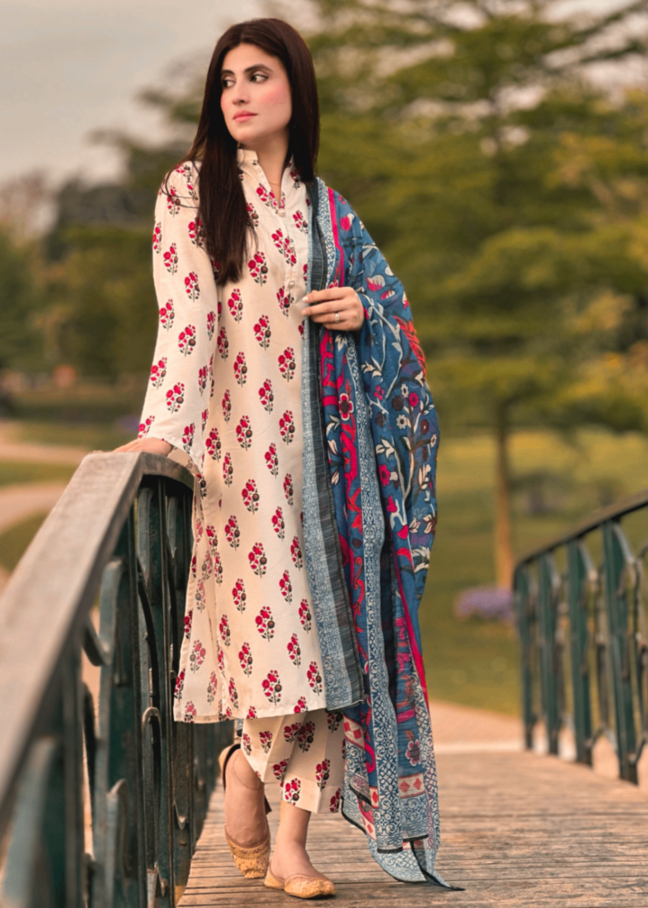 By-East Lawn Suit Printed (WHT) Women 3pcs