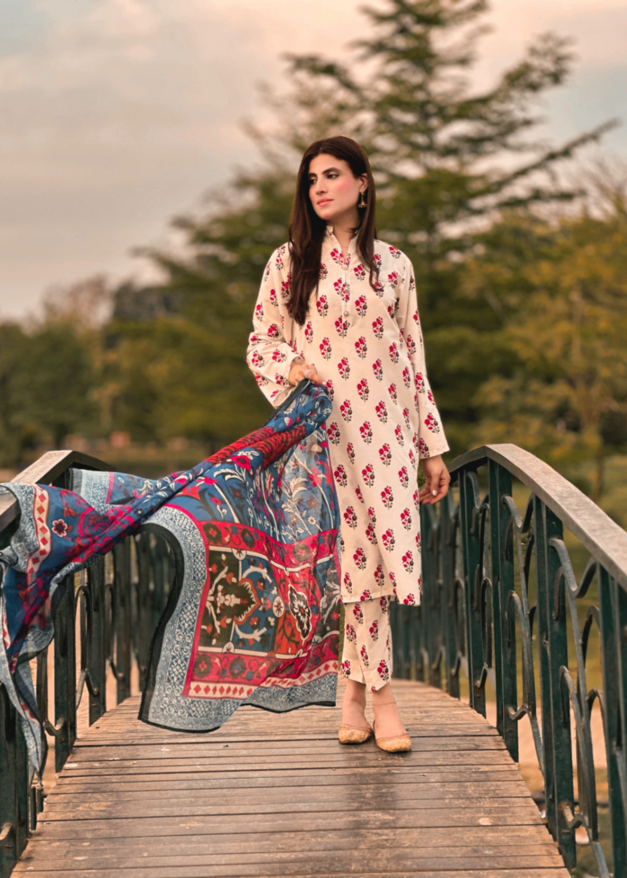 By-East Lawn Suit Printed (WHT) Women 3pcs