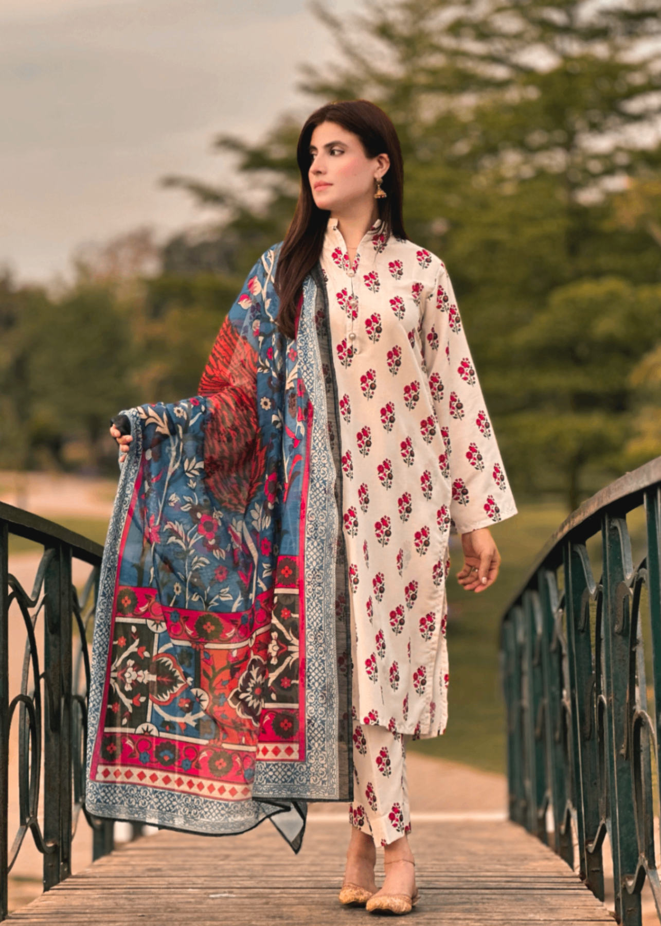 By-East Lawn Suit Printed (WHT) Women 3pcs