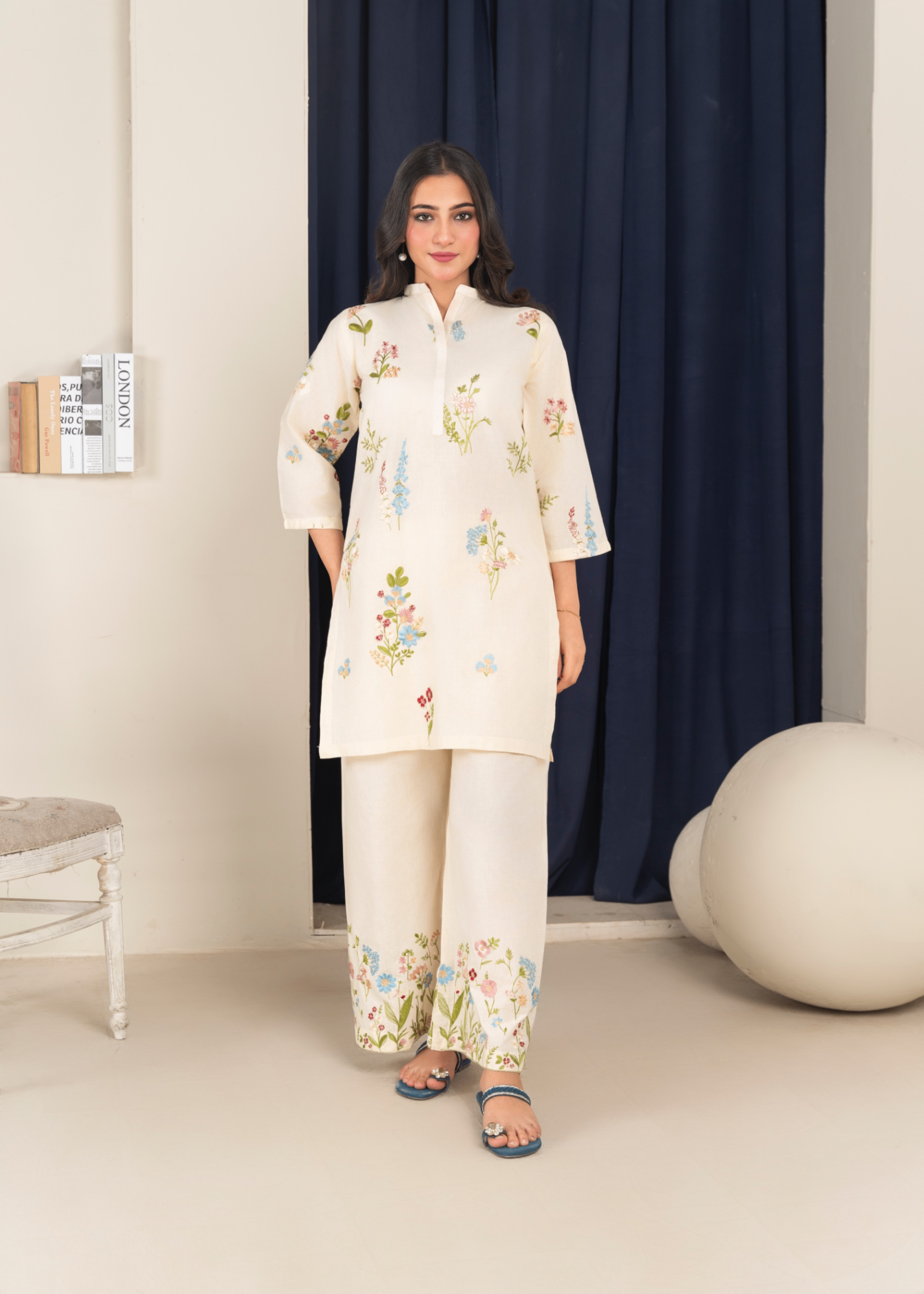 Ramal Blossom stitched embroidered lawn dress Women 2pcs
