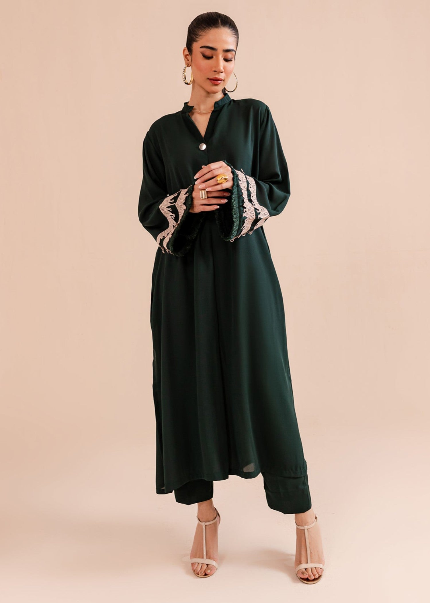 Peach Republic Bottle Green Classic Dress 01 Women 2pcs