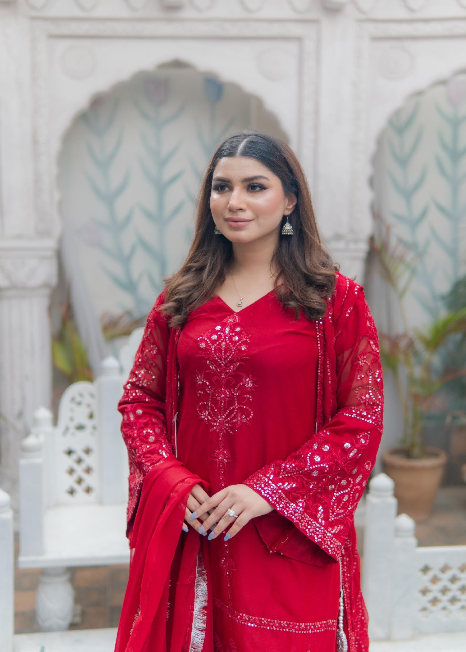 Rangoon Clothing Tajdar Red Women 4pcs