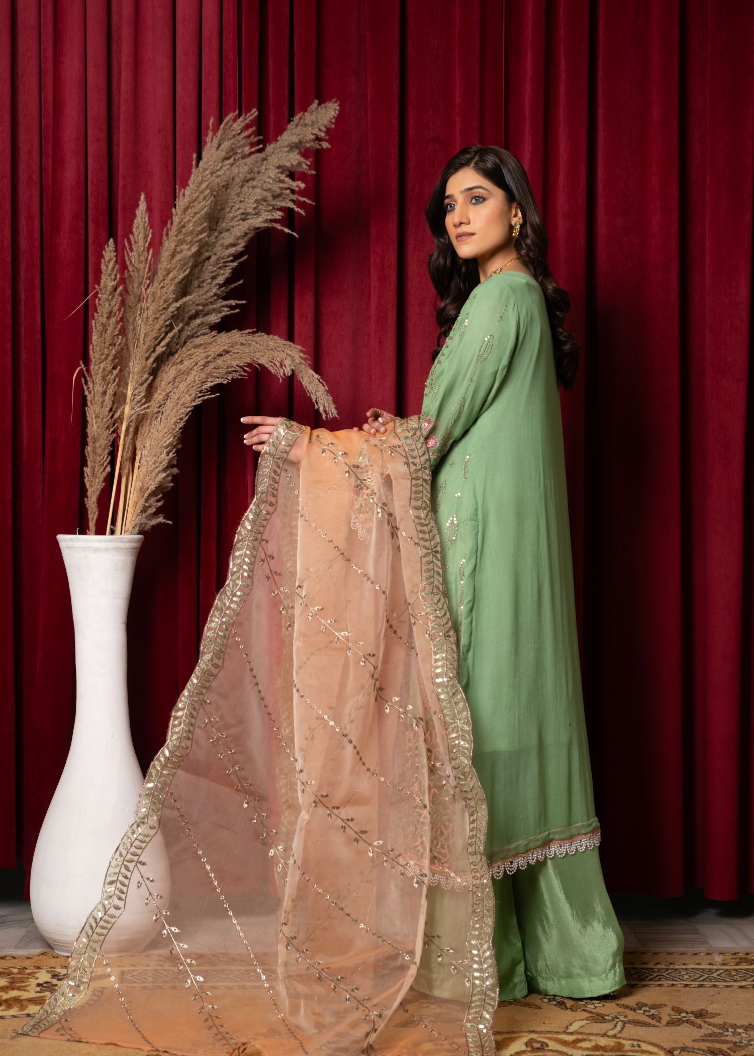 Pehnawa By Bin Akram’s LUXE PISTACHIO DELIGHT CHIFFON Women 3pcs