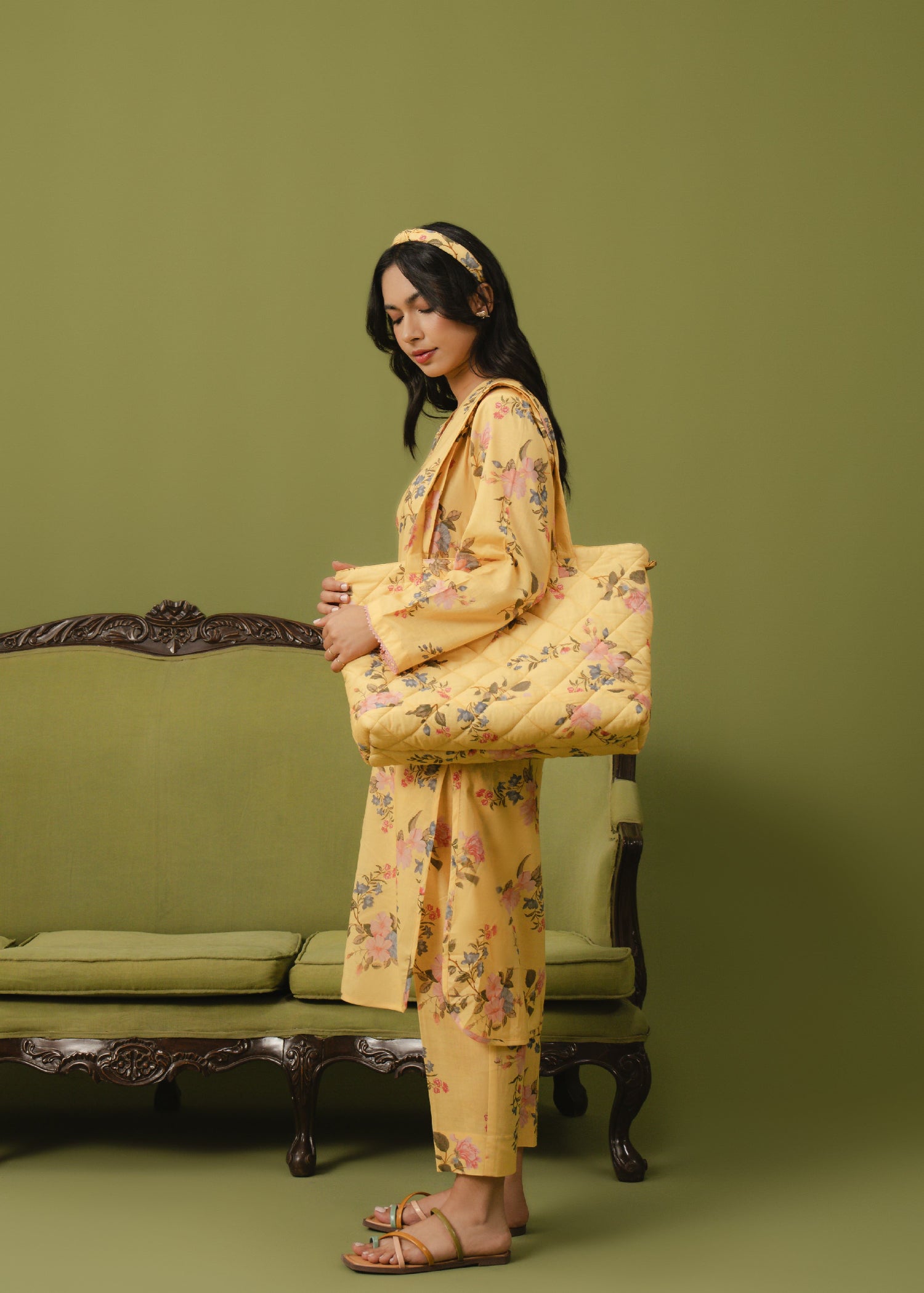 Buzzazi Sunflower Yellow Printed Suit Women 2pcs