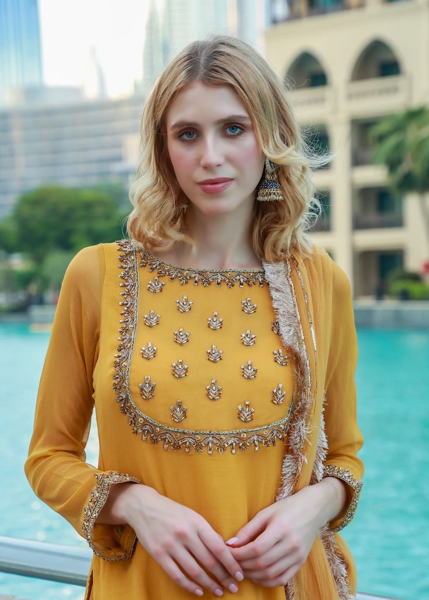 Khuda Baksh Creations Z 278 Mustard Women 4pcs