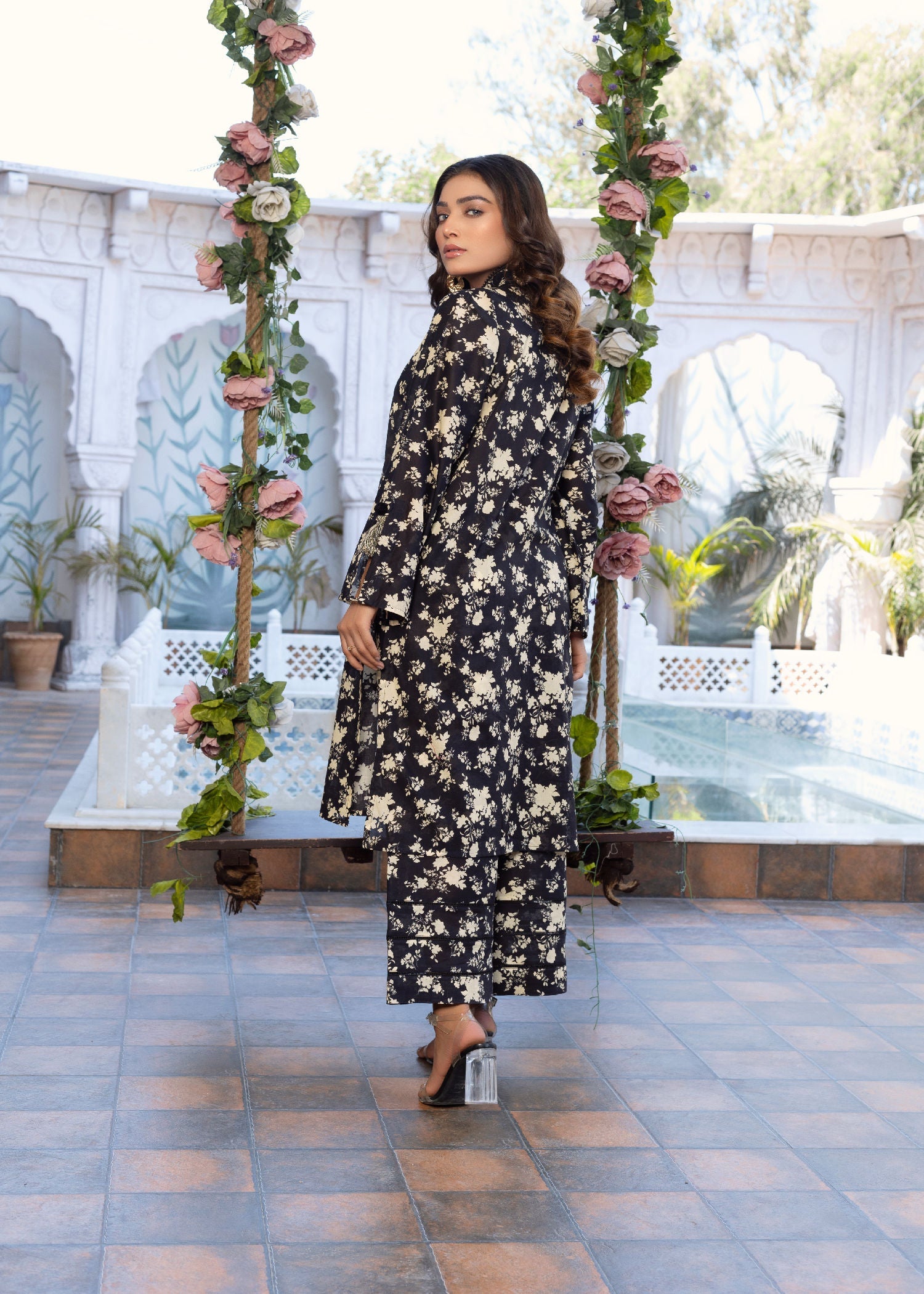 Zarsah Black Printed Suit ZSS 1004 Women 2pcs