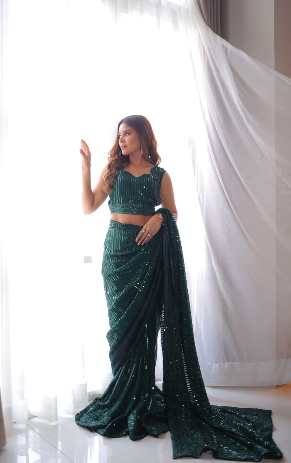 Spark Wear Emerald Saree Women 3pcs