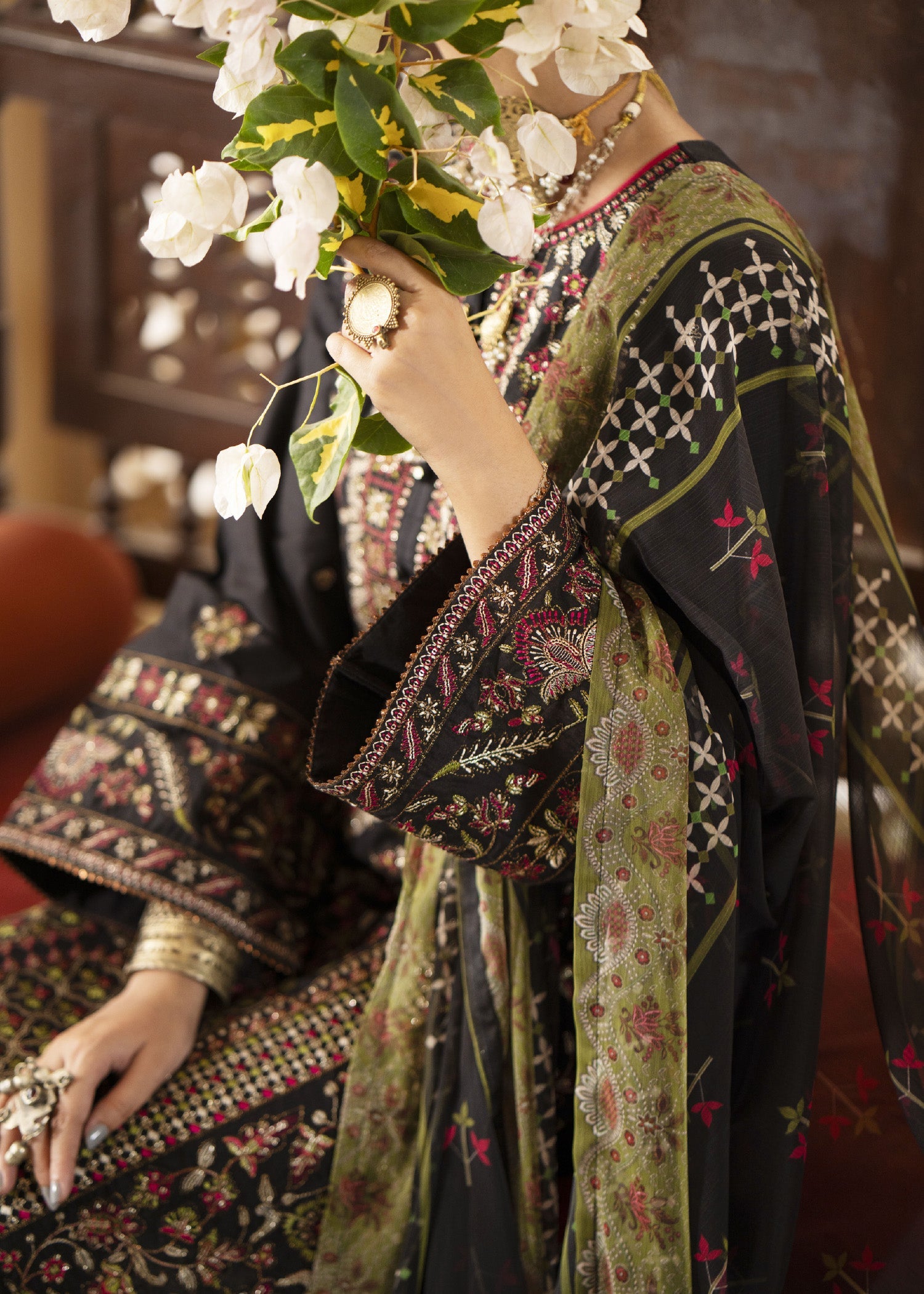 Decor Fashion Mashriq Black and Green Women 3pcs