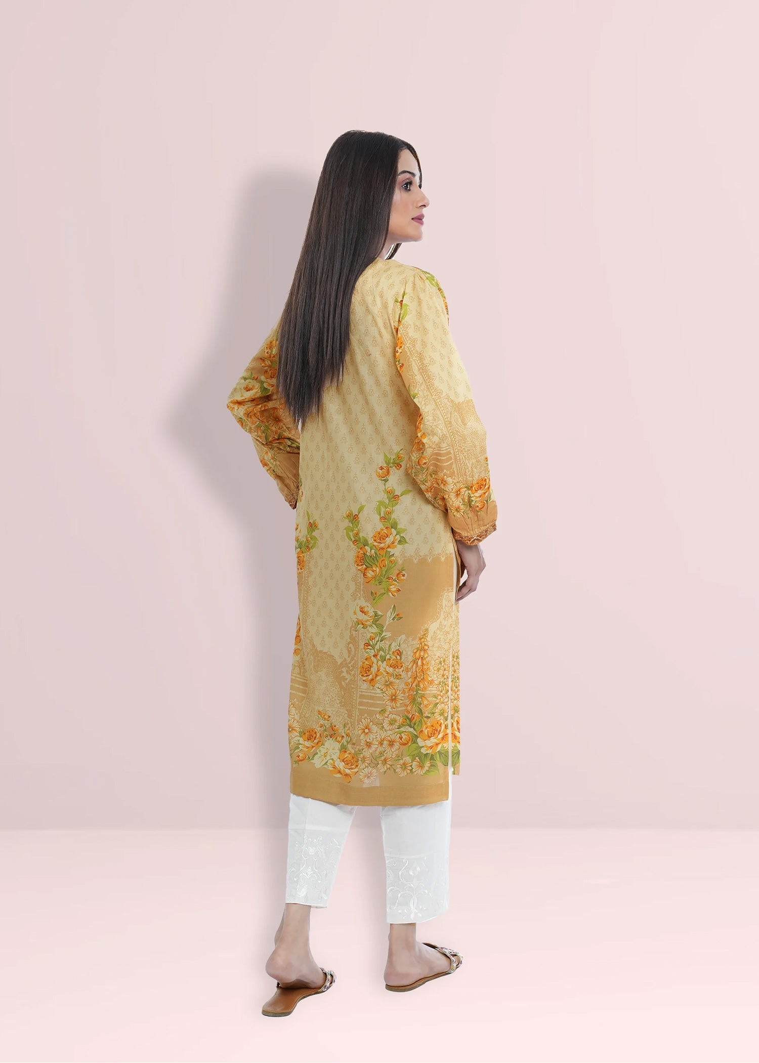Tasneem Shamim Floral Beige Women 1pcs