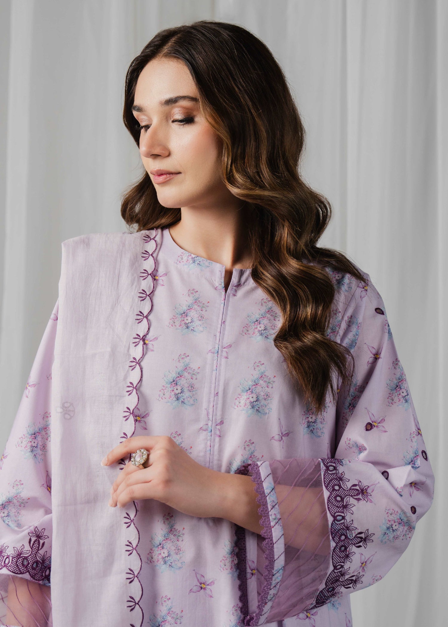 Buzzazi Lilac Wisteria Printed Suit Women 3pcs