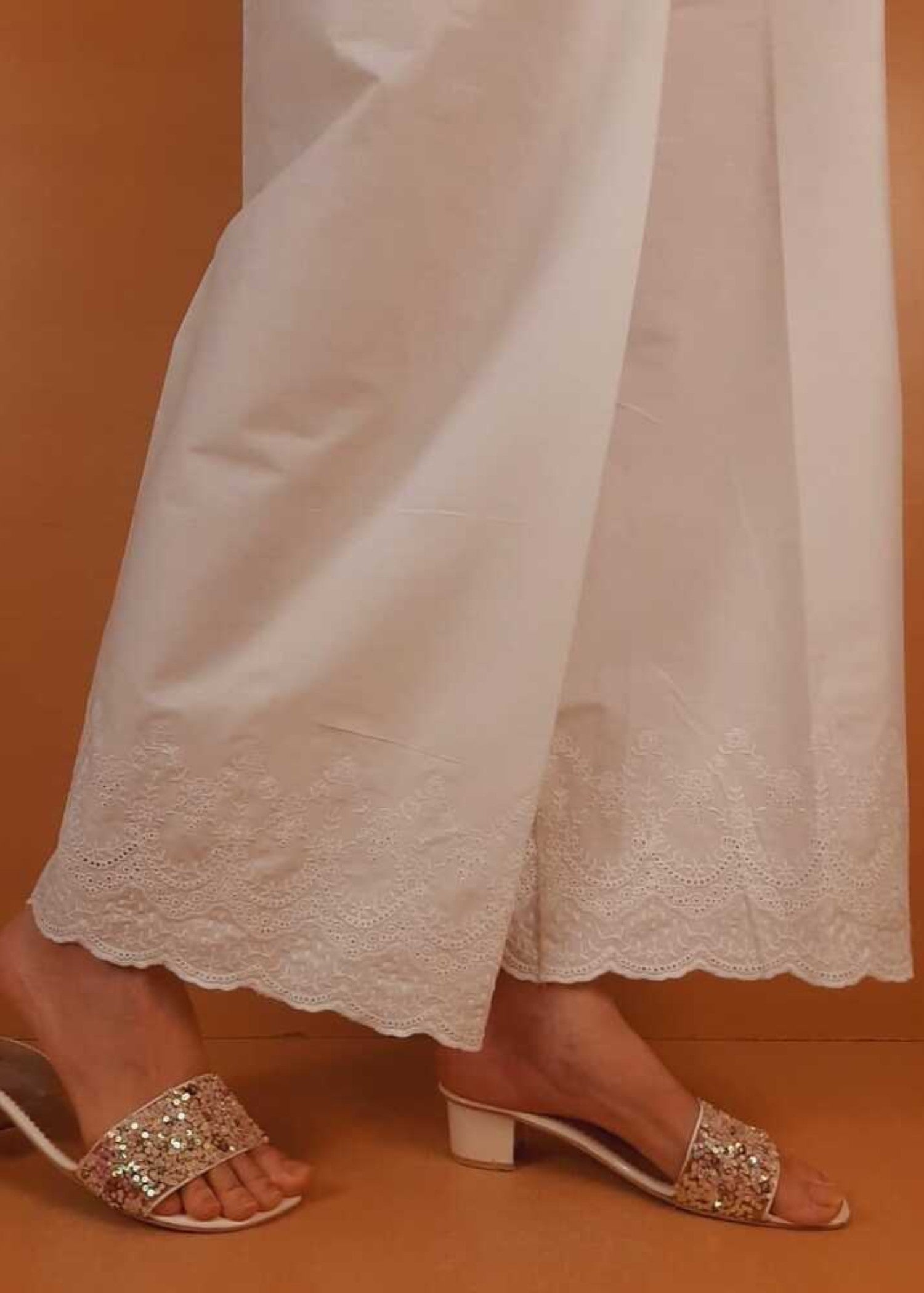 Zardi Chikankari Palazzo White ZT504 Women 1pcs