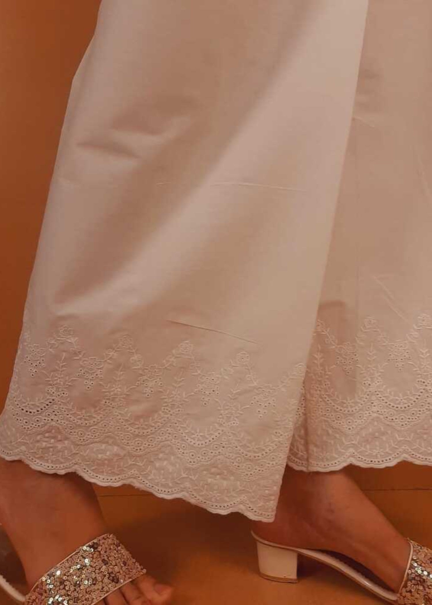 Zardi Chikankari Palazzo White ZT504 Women 1pcs