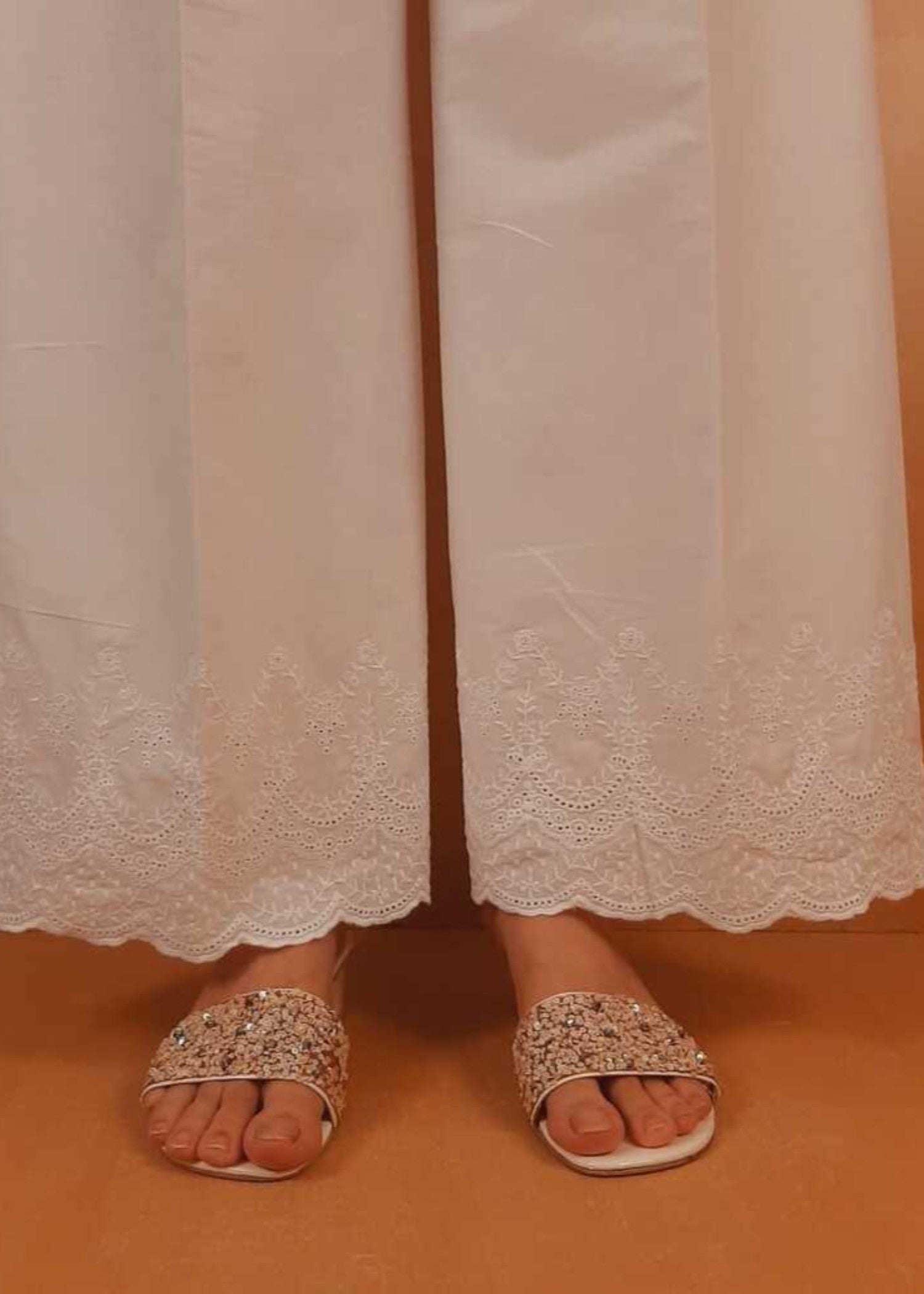 Zardi Chikankari Palazzo White ZT504 Women 1pcs