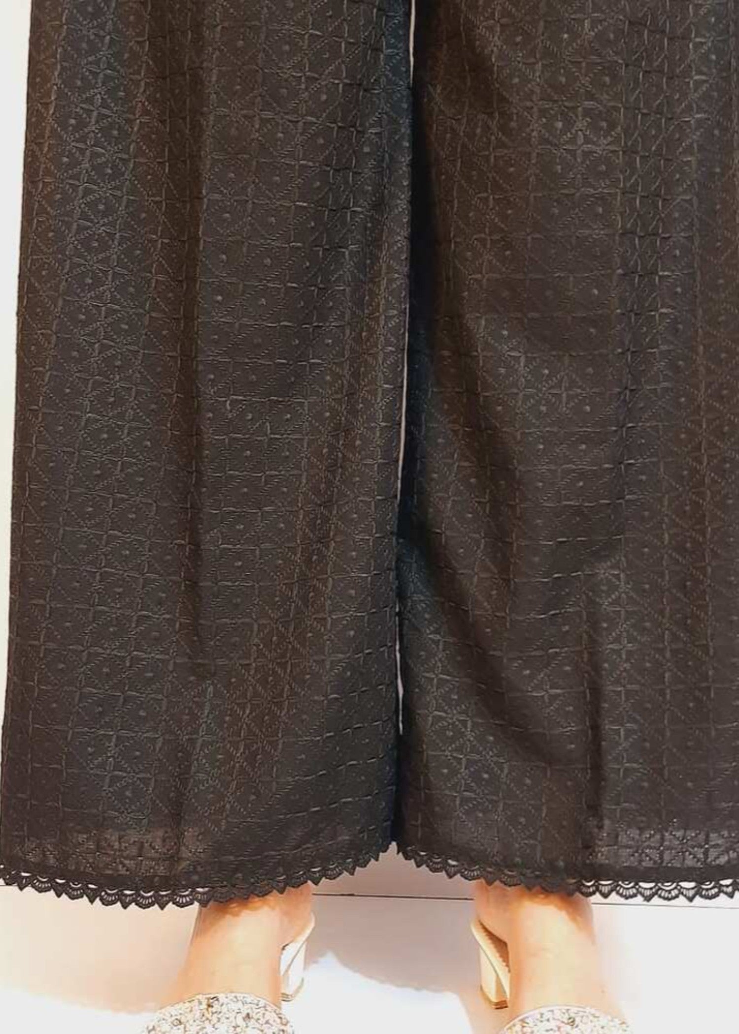 Zardi Chikankari Palazzo With Bottom Lace Black ZT505 Women 1pcs