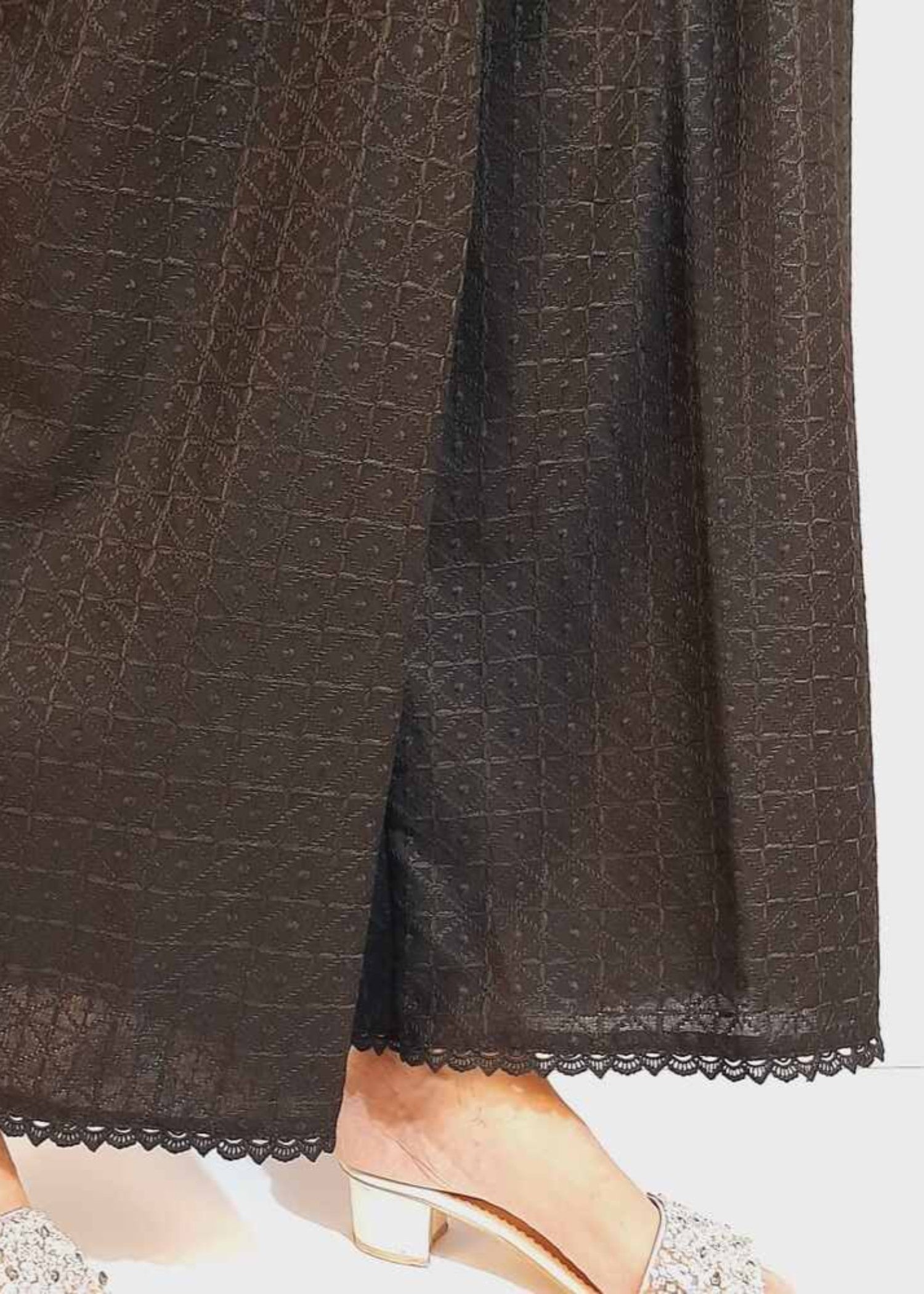 Zardi Chikankari Palazzo With Bottom Lace Black ZT505 Women 1pcs