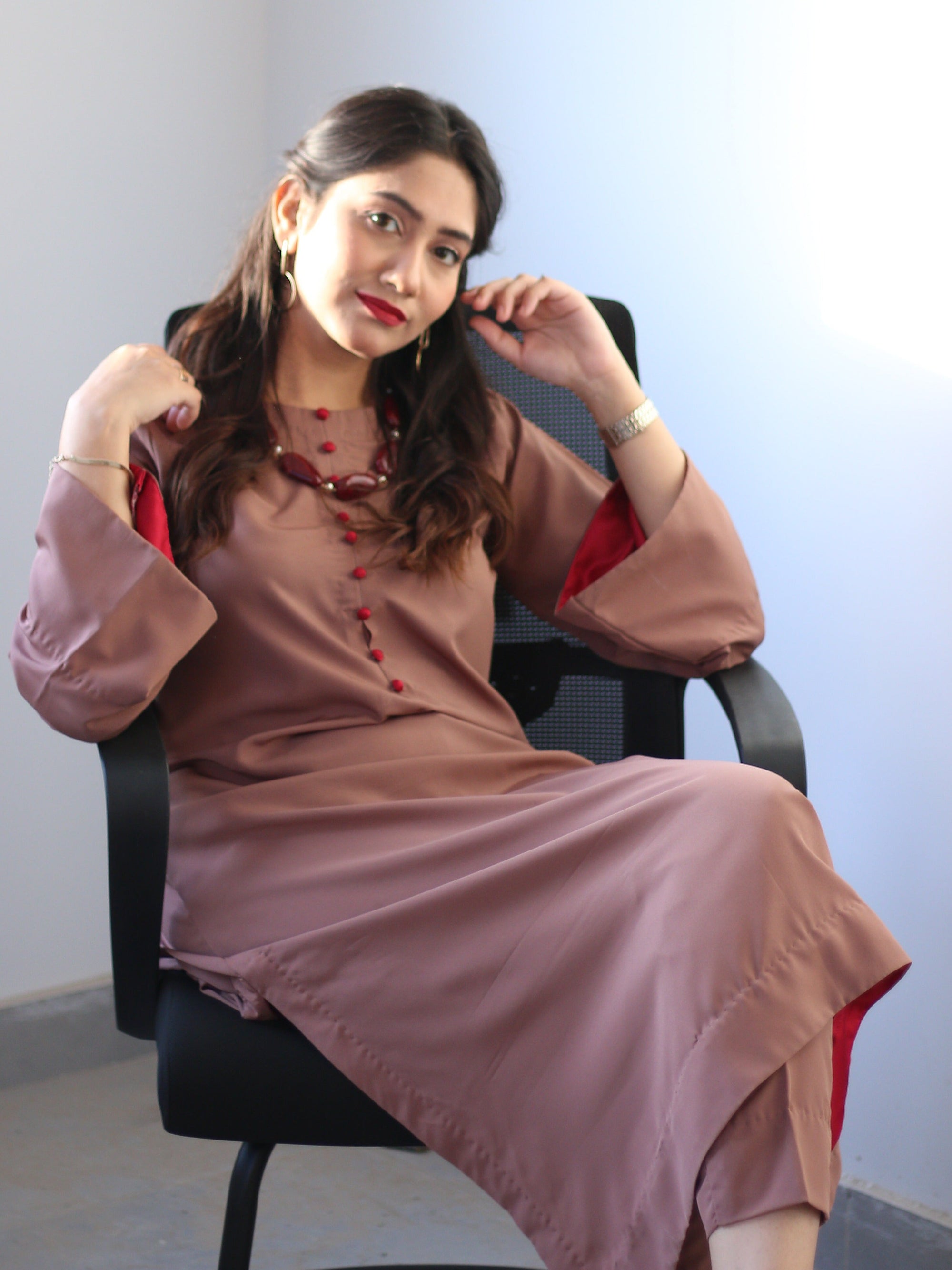 Zauk Rust Two Piece Dress Women 2pcs