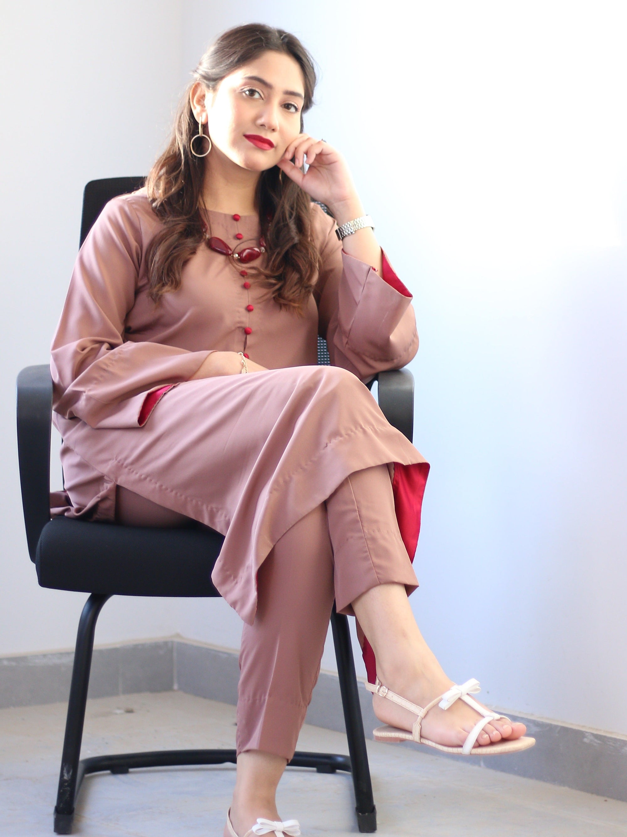 Zauk Rust Two Piece Dress Women 2pcs