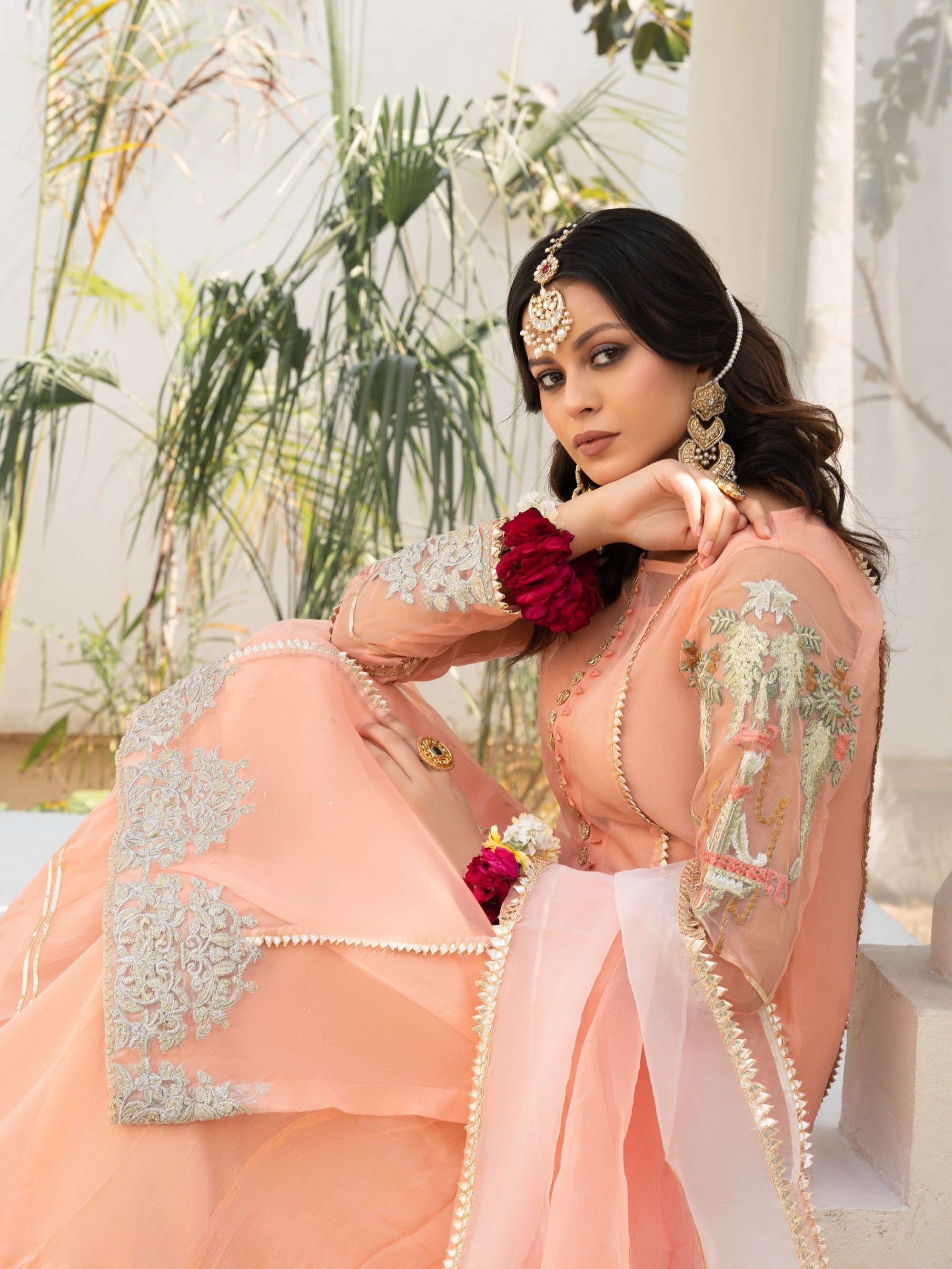 Hem Lotus Outfit Peach Women 4pcs