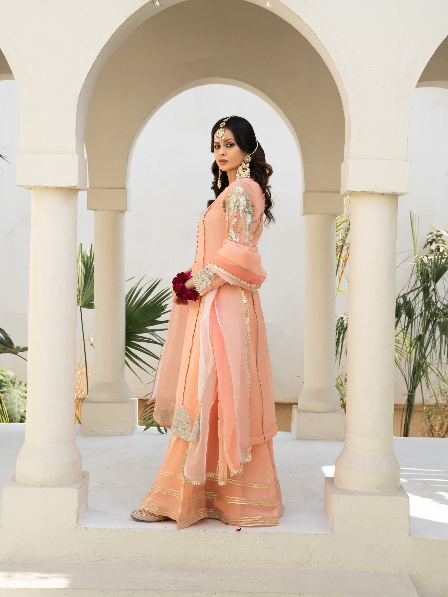 Hem Lotus Outfit Peach Women 4pcs