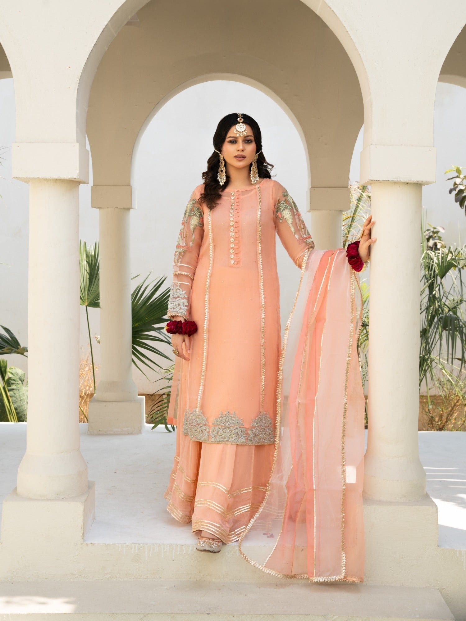 Hem Lotus Outfit Peach Women 4pcs