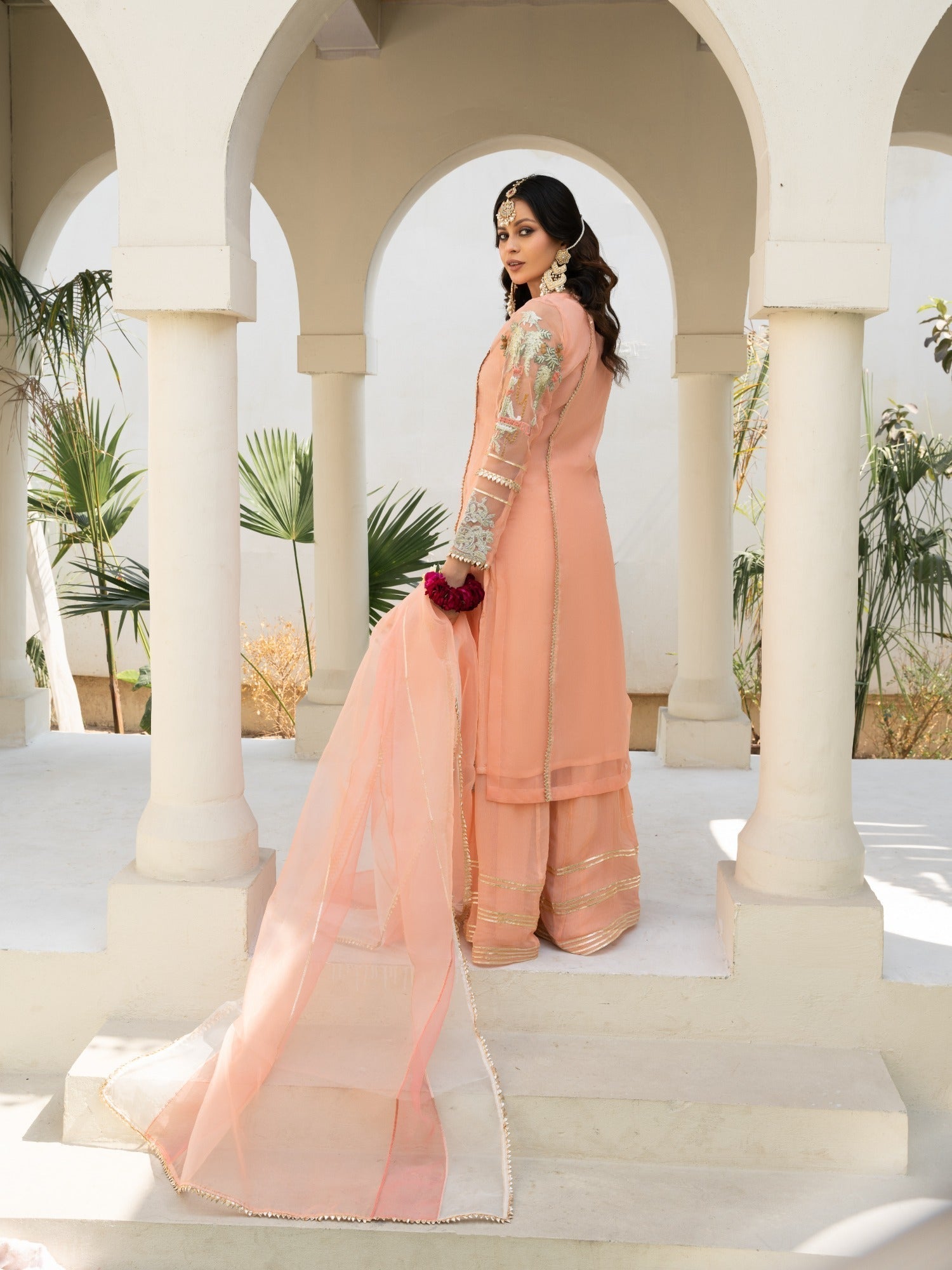 Hem Lotus Outfit Peach Women 4pcs