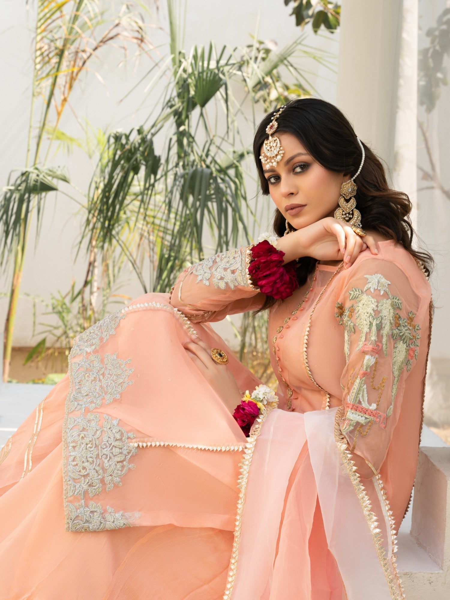 Hem Lotus Outfit Peach Women 4pcs