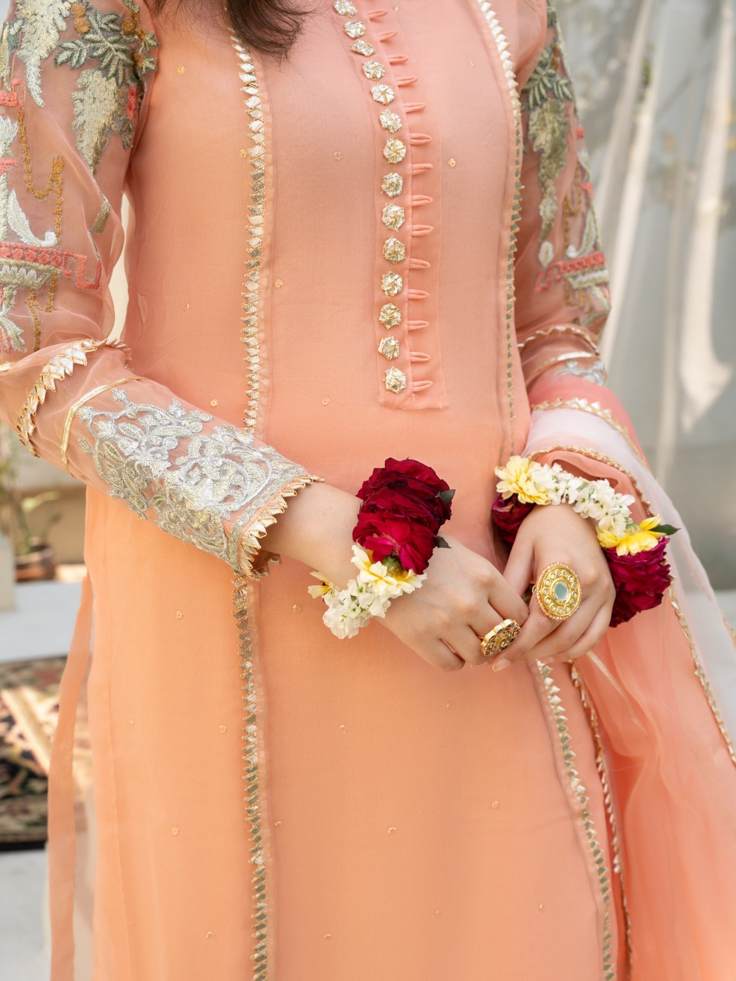 Hem Lotus Outfit Peach Women 4pcs