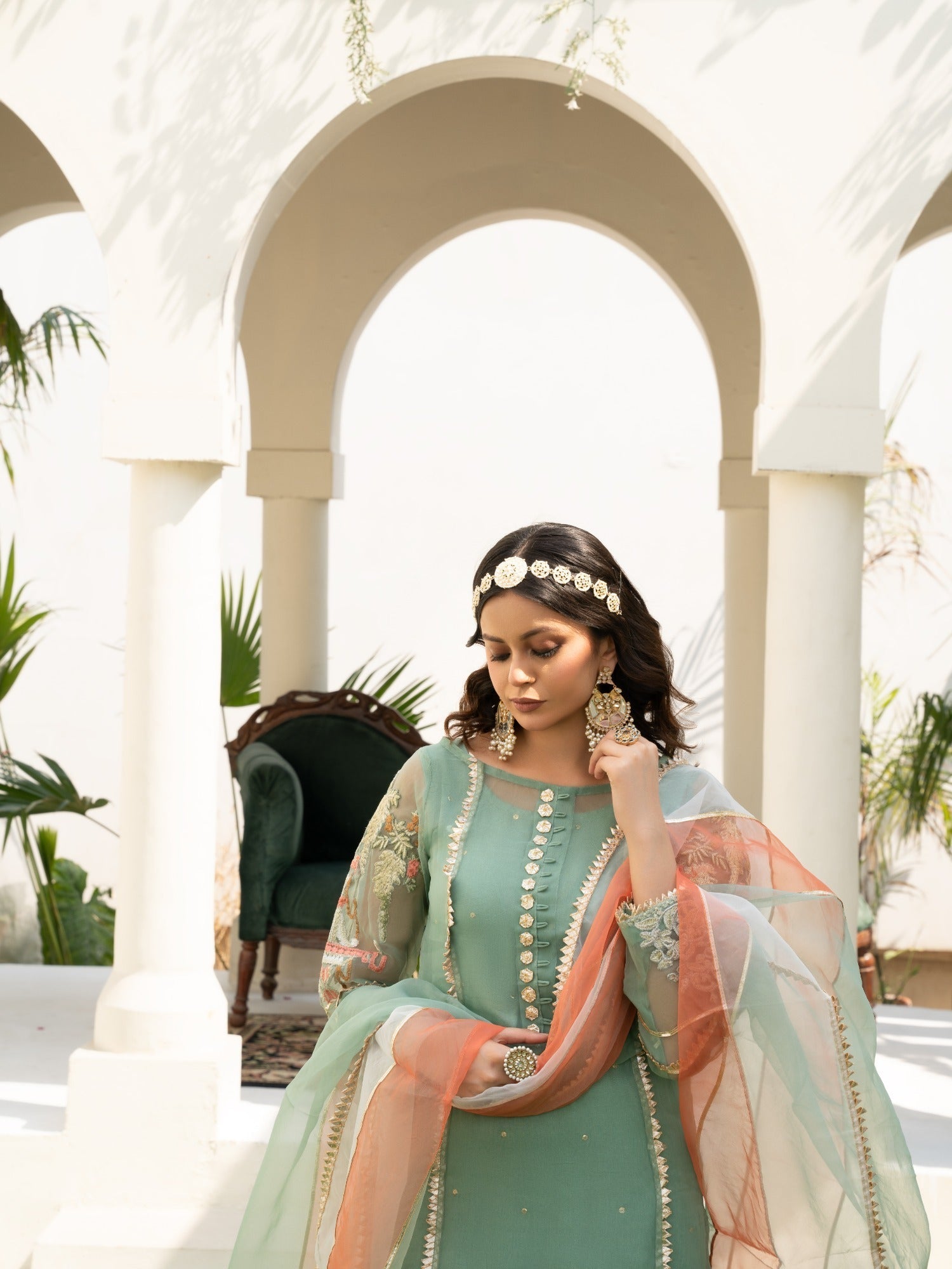 Hem Lotus Outfit Mint Green Women 4pcs