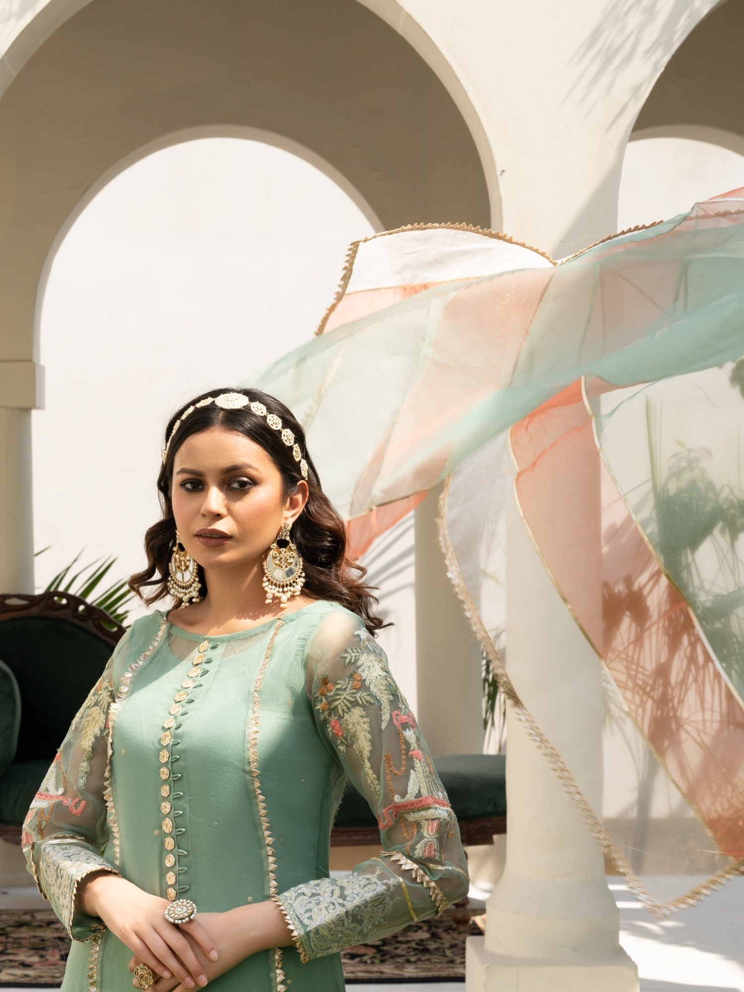 Hem Lotus Outfit Mint Green Women 4pcs