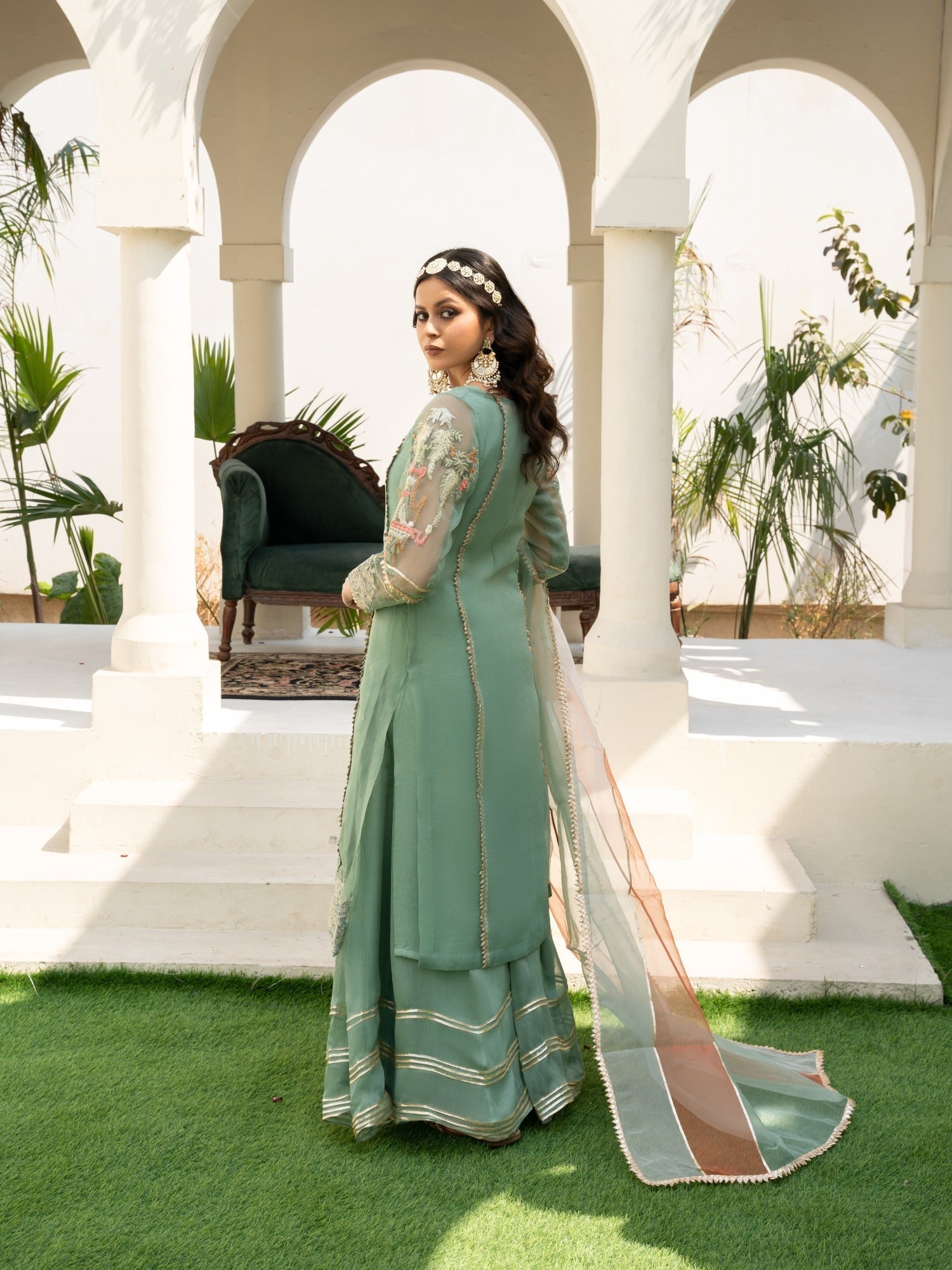 Hem Lotus Outfit Mint Green Women 4pcs