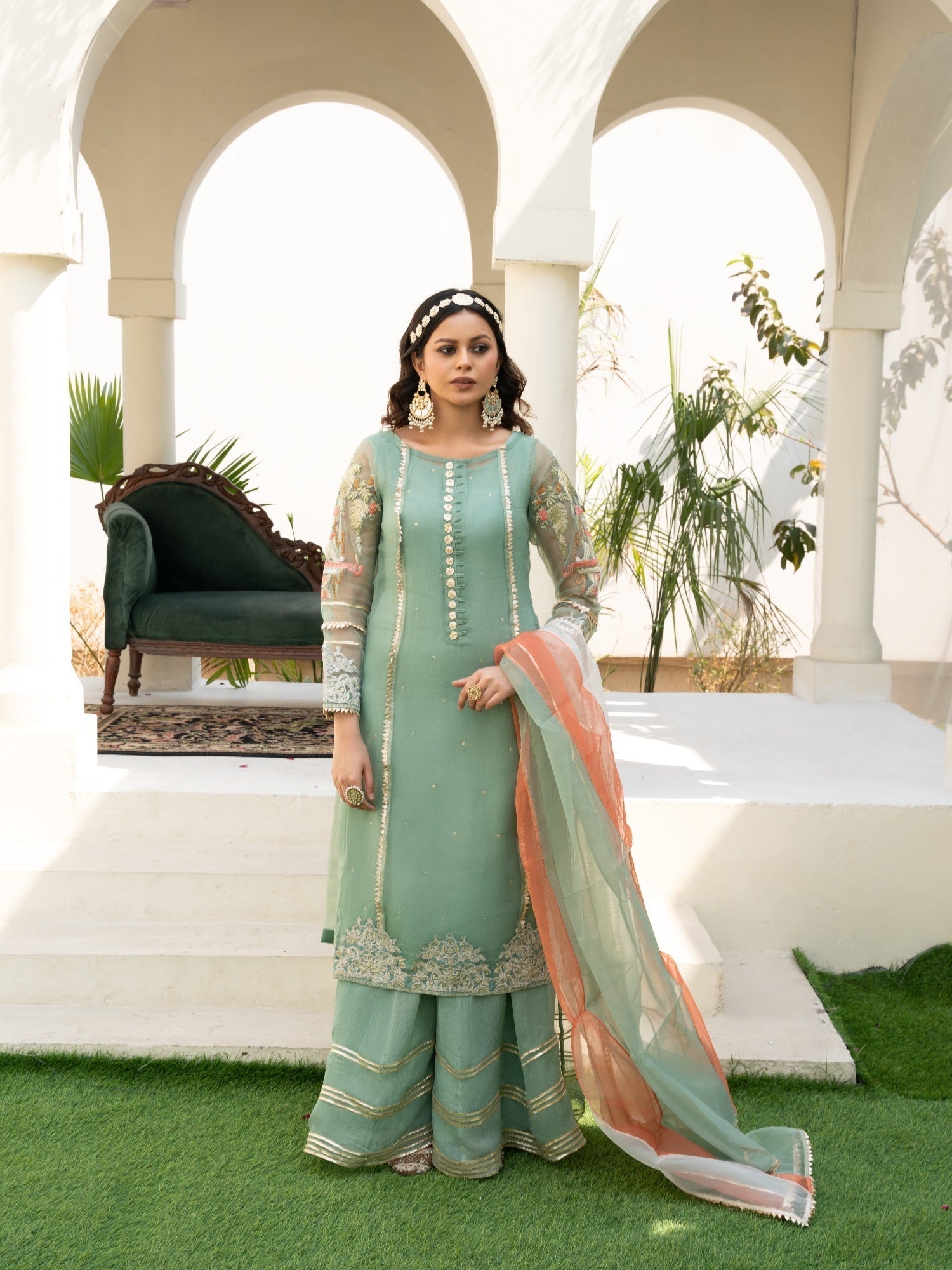 Hem Lotus Outfit Mint Green Women 4pcs