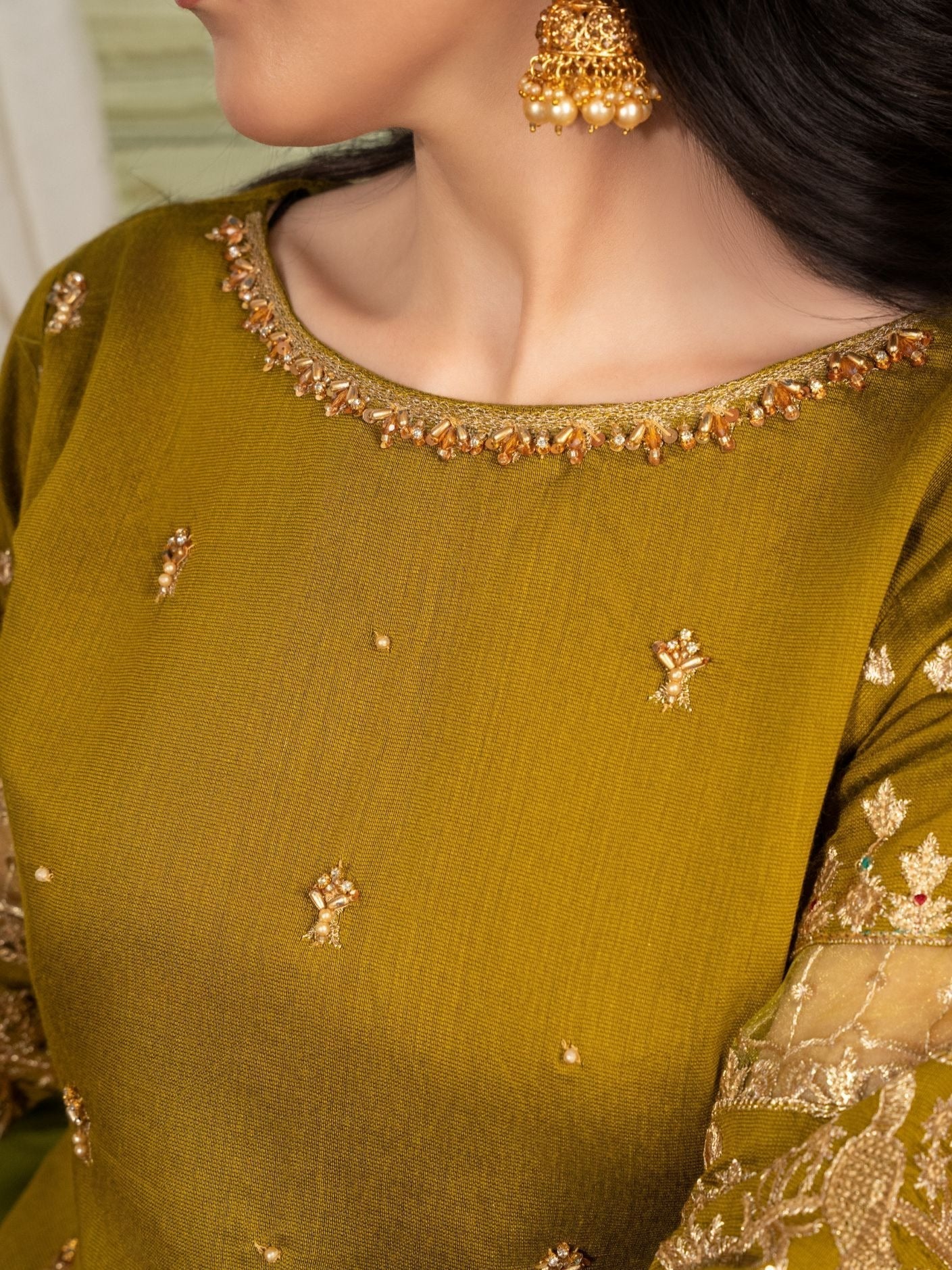 Four Season Boutique Afreen Dhani Green Women 3pcs