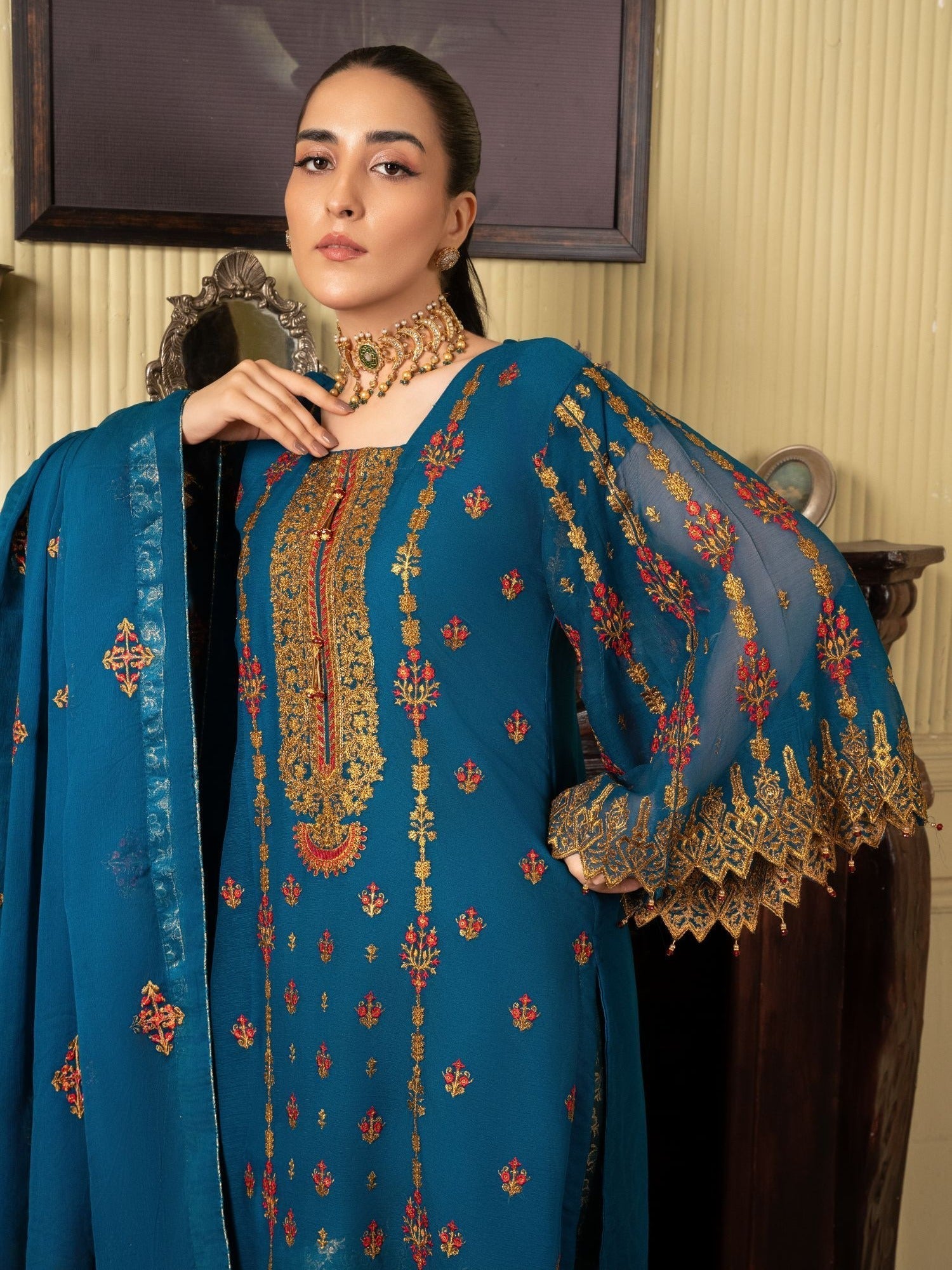 Four Season Boutique BARLAS CHIFFON ZINC BLUE Women 3pcs